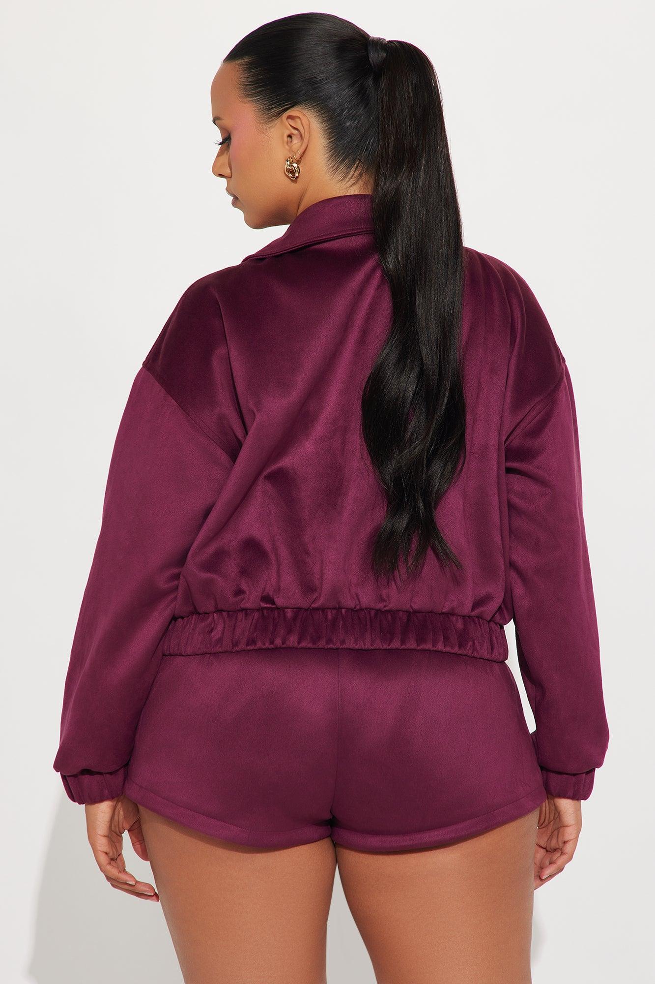 Amina Faux Suede Bomber Jacket - Wine Female Product Image