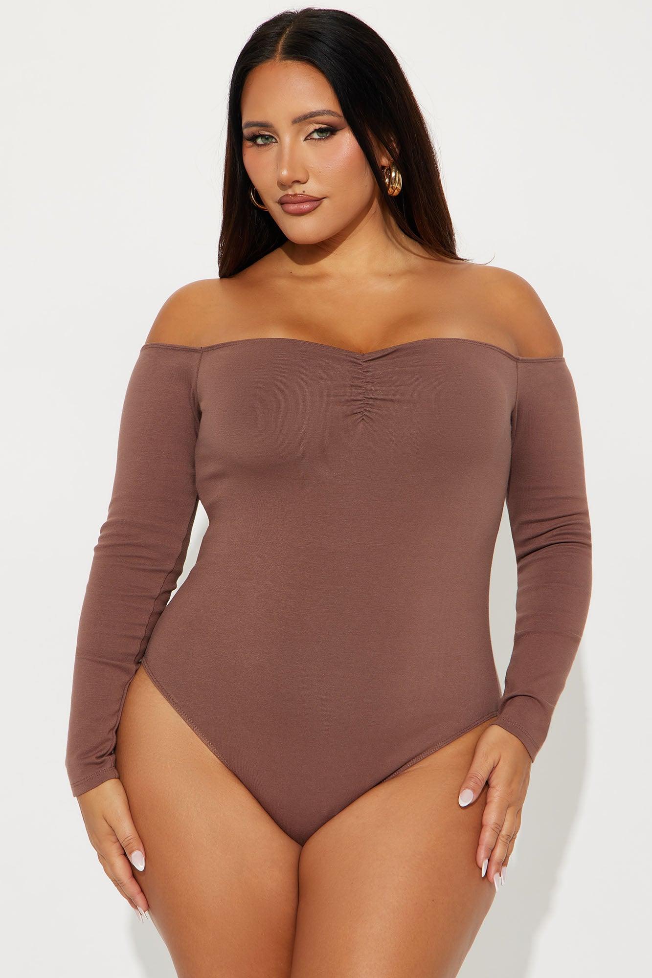 Kelly  Off Shoulder Bodysuit - Mocha Female Product Image