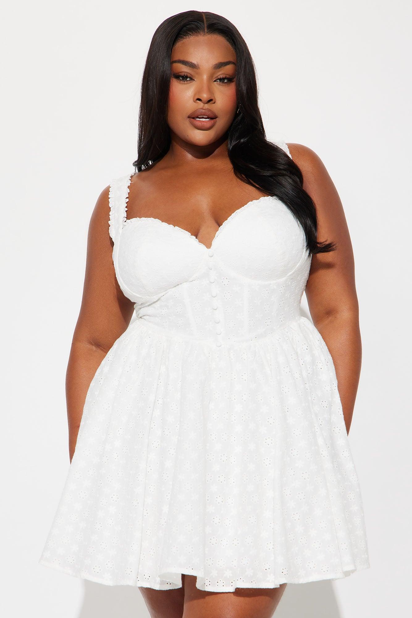 Cleo Eyelet Corset Mini Dress - White Product Image