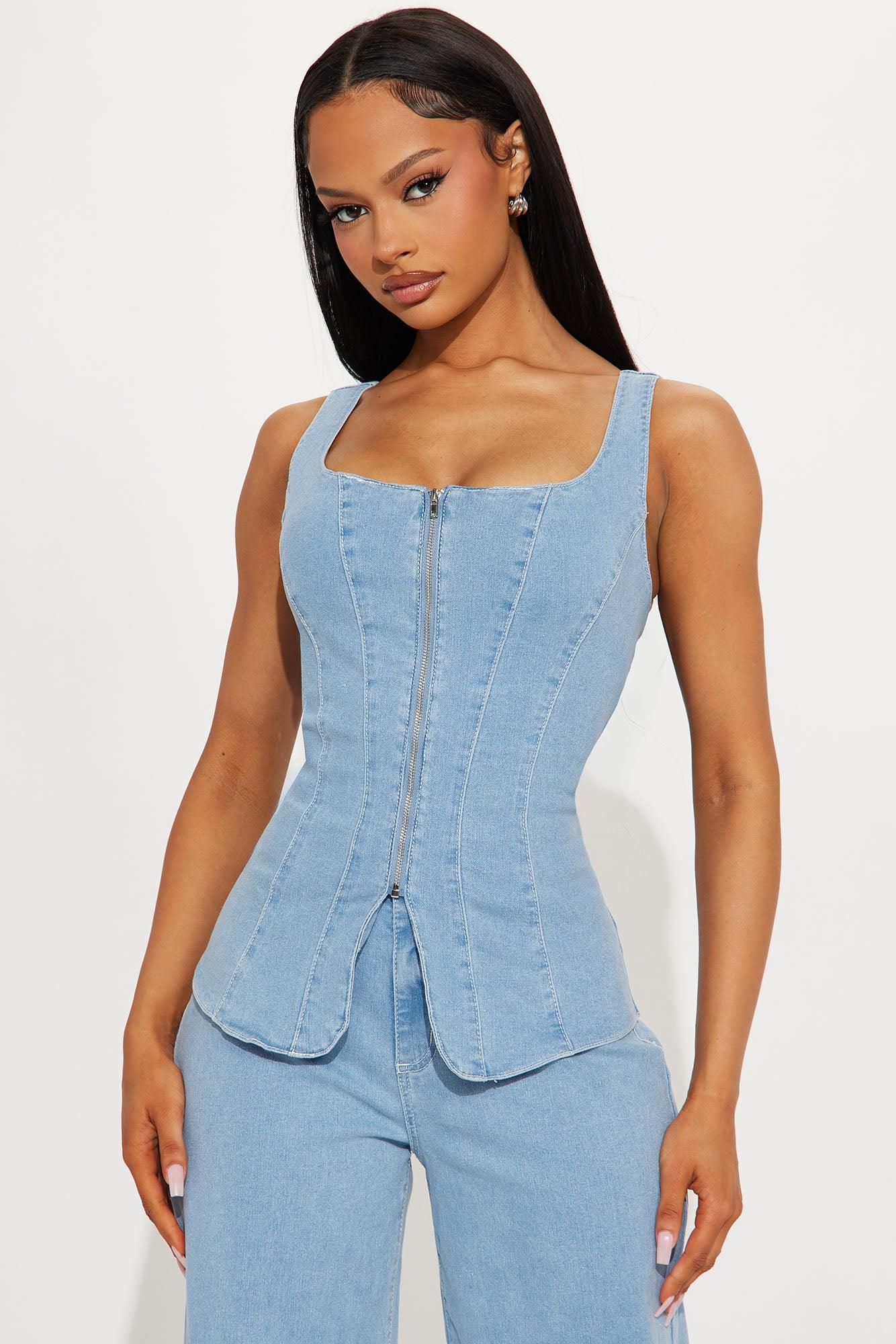 Ava Denim Pant Set - Light Wash Product Image