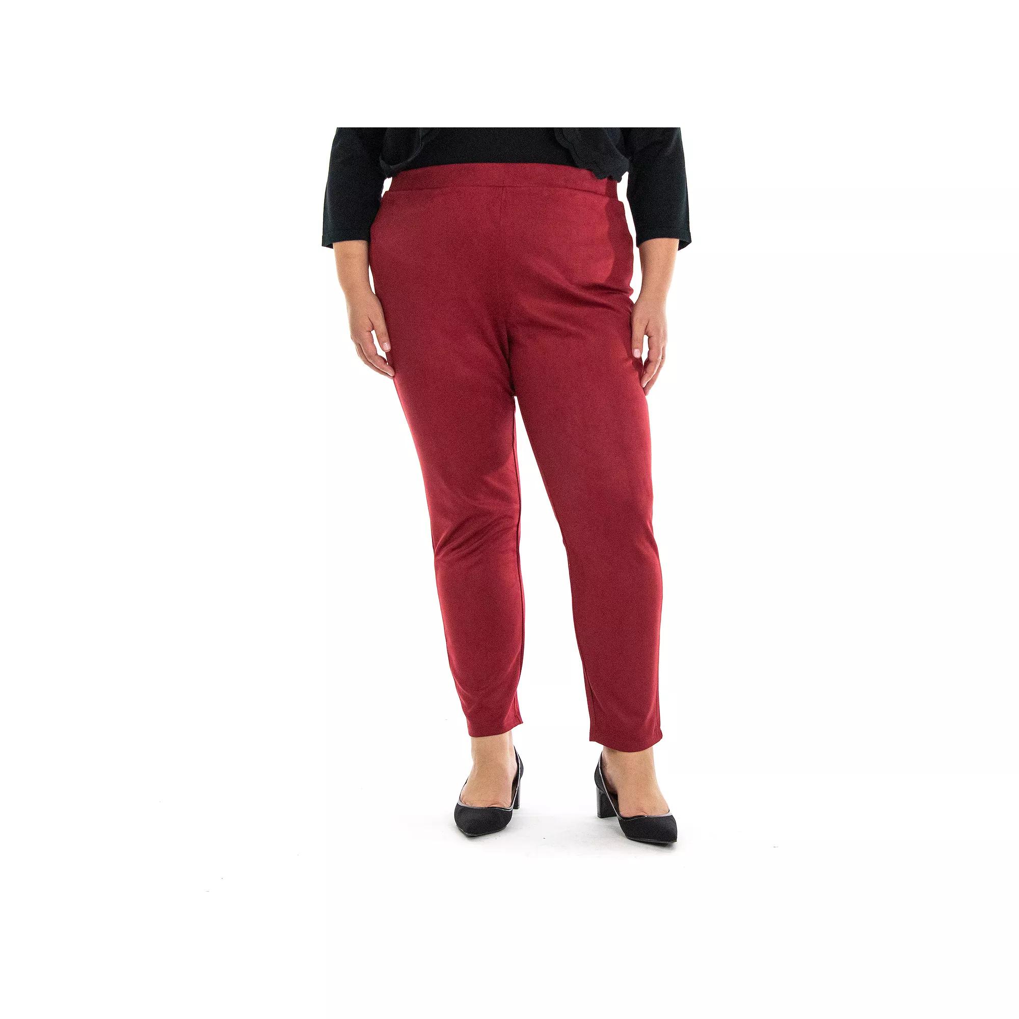 Plus Size Nina Leonard Scuba Faux-Suede Pants, Women's, Size: 3XL, Red Product Image