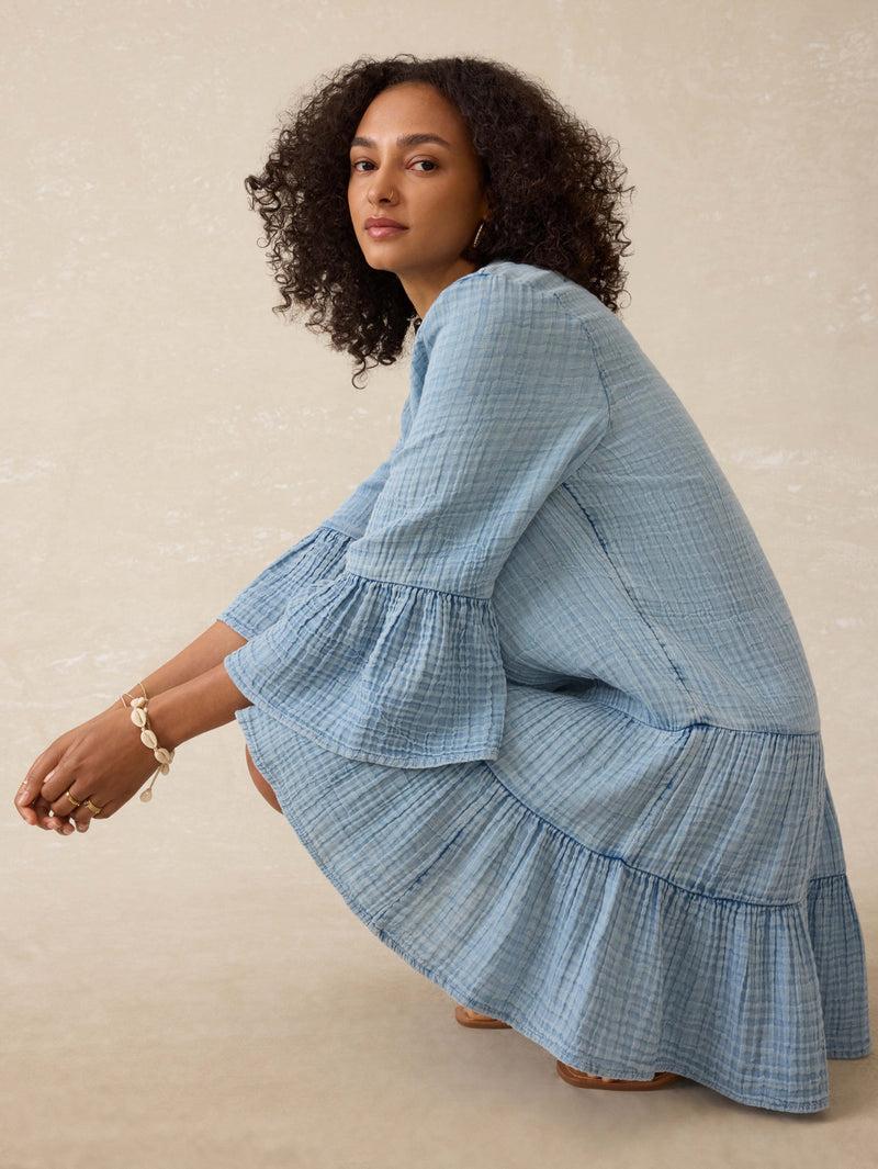 Dune Cotton Gauze Kasey Dress - Light Indigo Wash Product Image