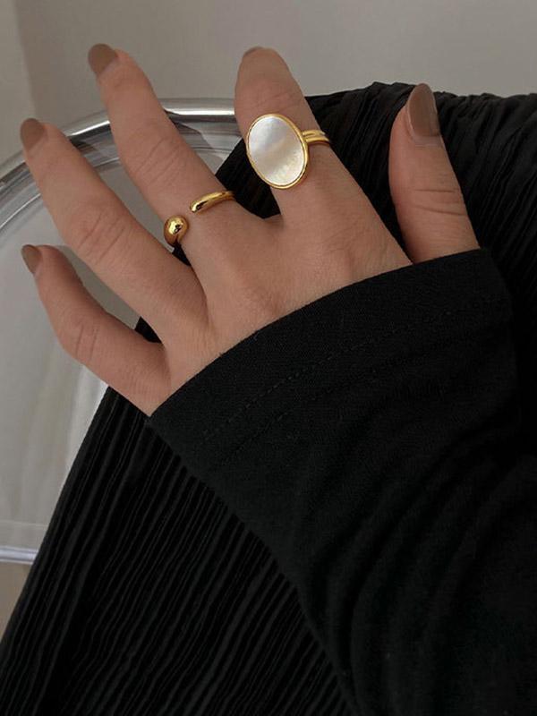 Adjustable Mother-Of-Pearl Geometric Rings Accessories Product Image