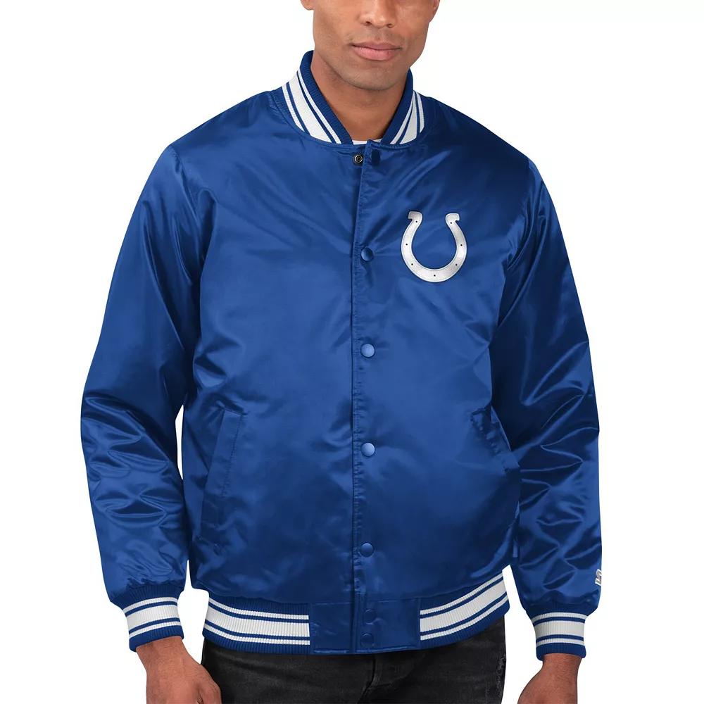 Men's Starter Royal Indianapolis Colts Locker Room Satin Varsity Full-Snap Jacket,  Product Image