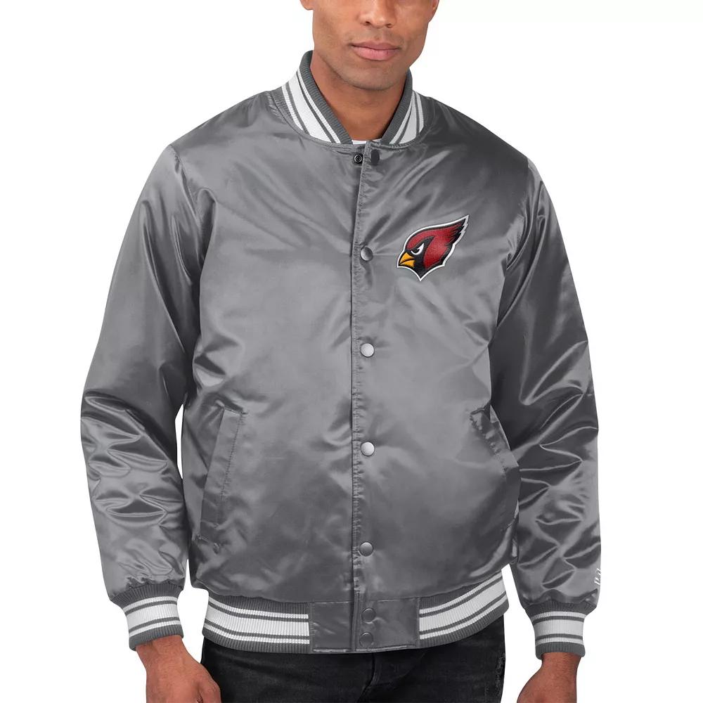 Men's Starter Gray Arizona Cardinals Locker Room Satin Varsity Full-Snap Jacket,  Product Image