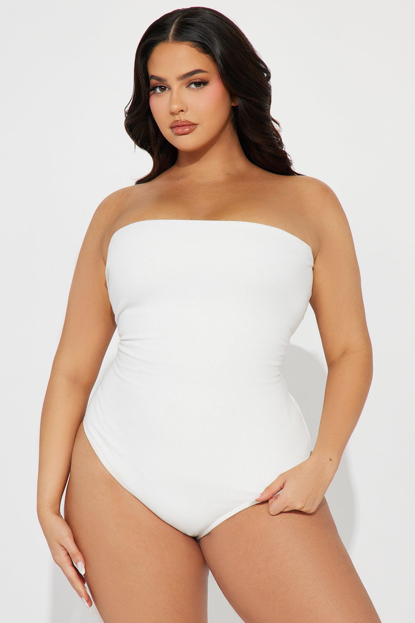Demi Double Lined Tube Bodysuit - White Product Image