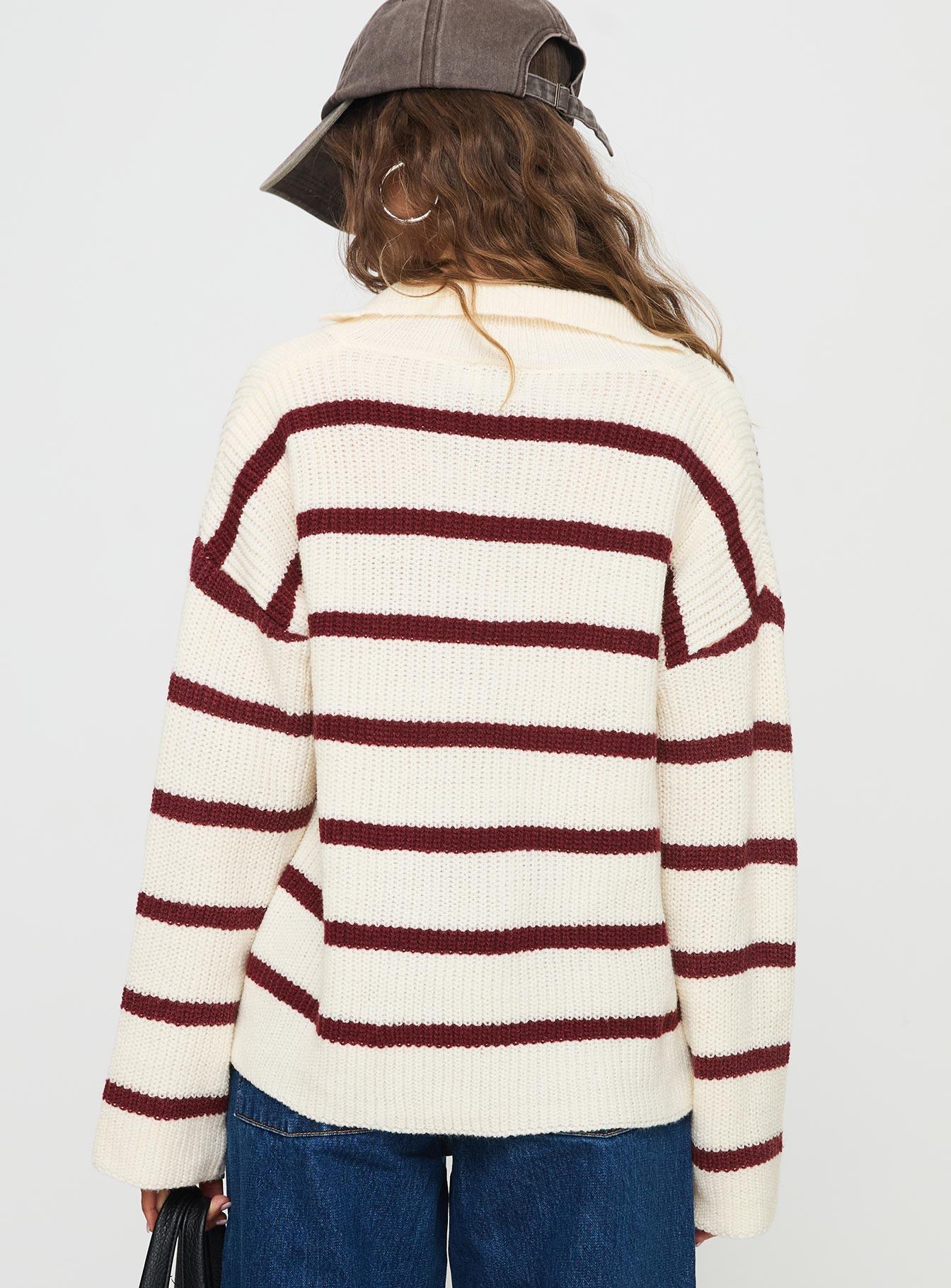 Forte Knit Sweater Red / Cream Product Image