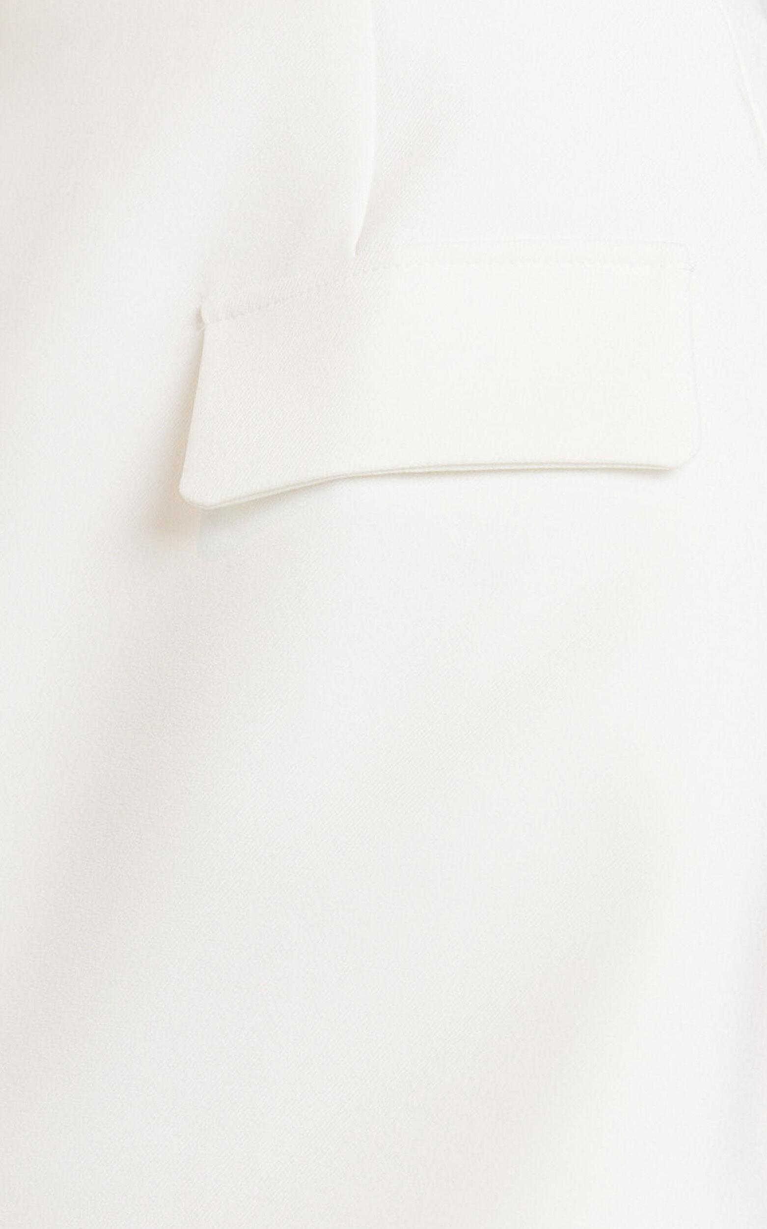 Karlene Mini Skirt - Tulip Shape Pocket Flap Skirt in White Product Image