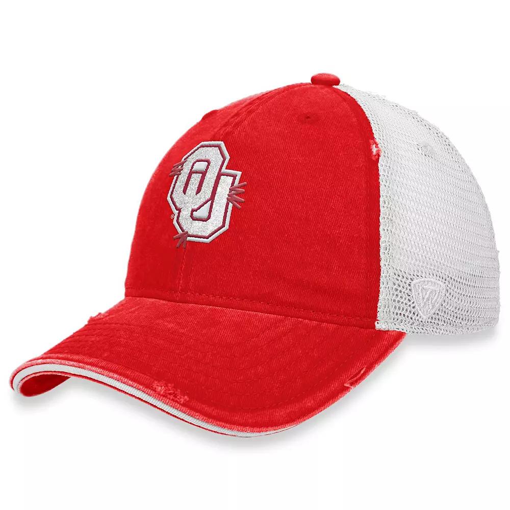 Women's Top of the World Crimson/White Oklahoma Sooners Radiant Trucker Snapback Hat, Red Product Image