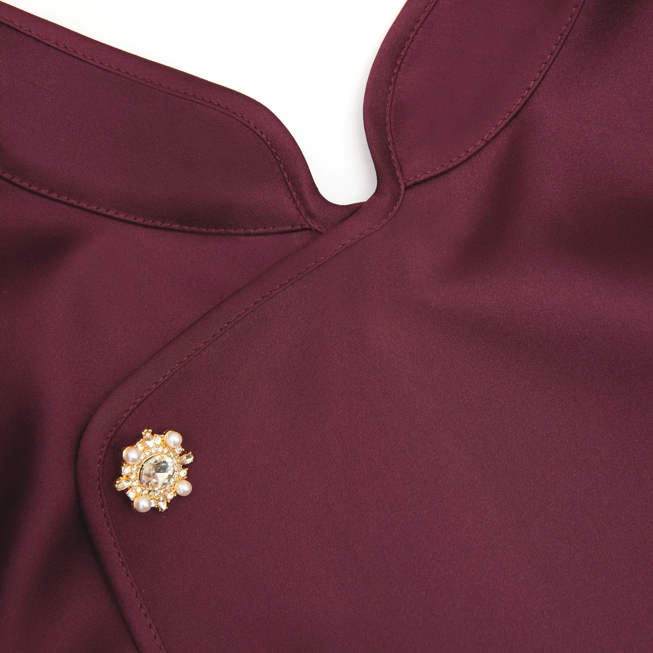 Bordeaux Satin Mini Dress Product Image