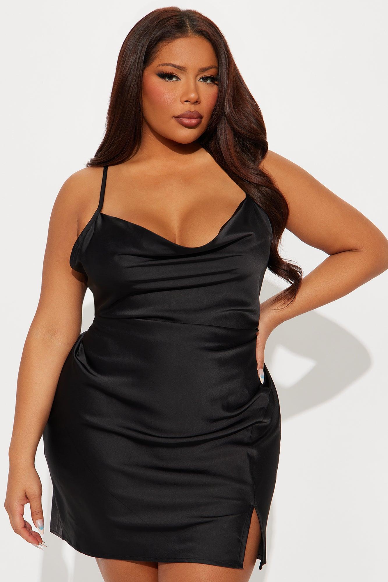 Adria Satin Mini Dress Set - Black Product Image