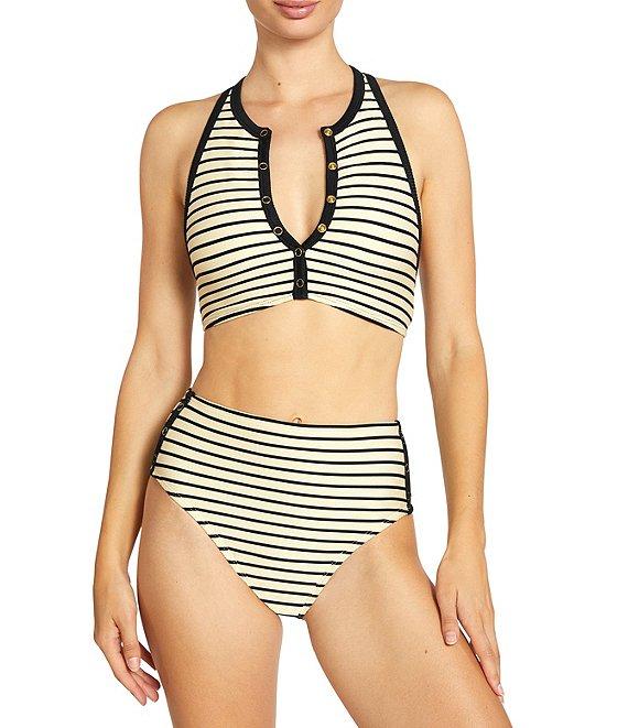 ROBIN PICCONE Parker Stripe High Waist Swim Bottom Product Image