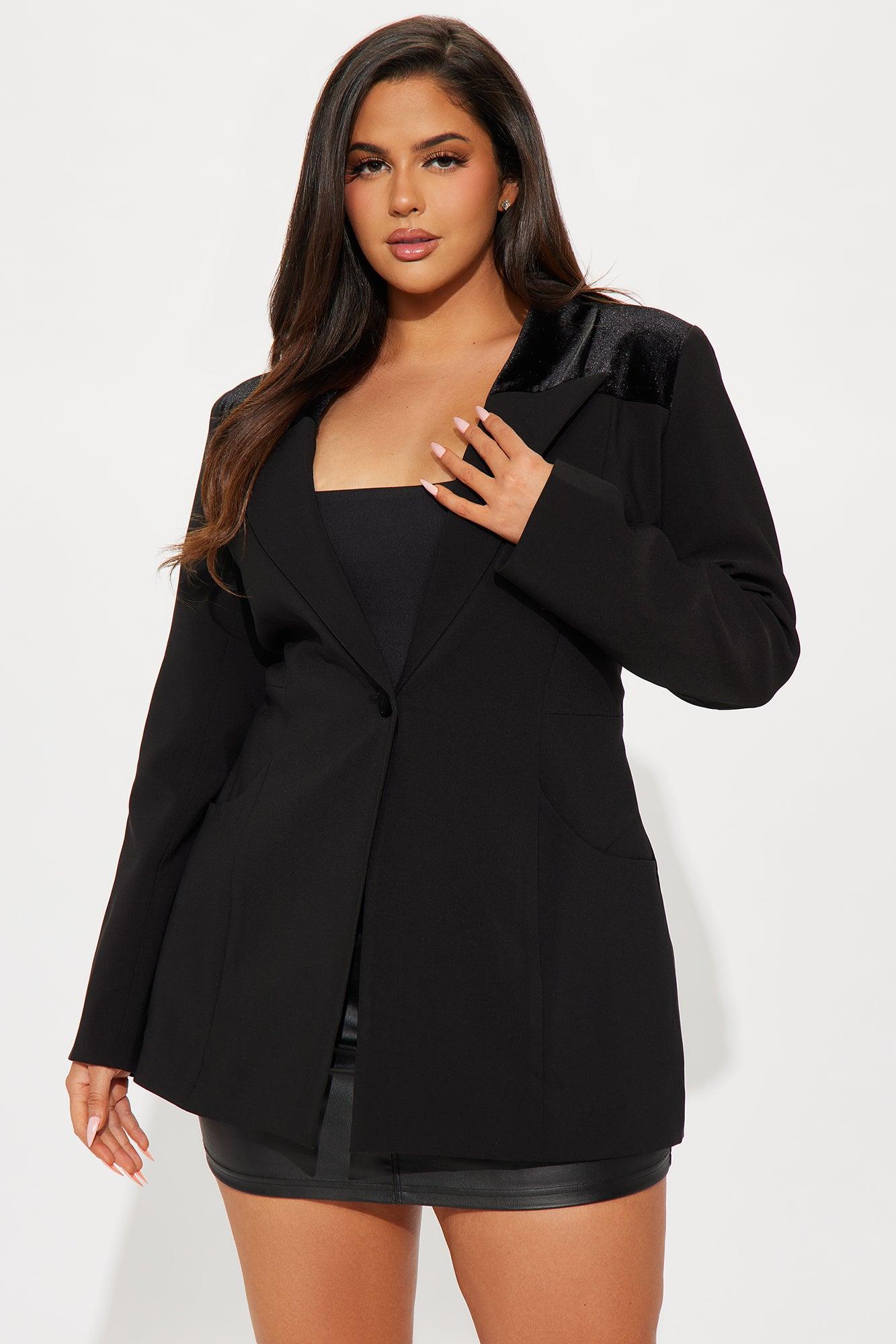 A Different Touch Velvet Blazer - Black Product Image