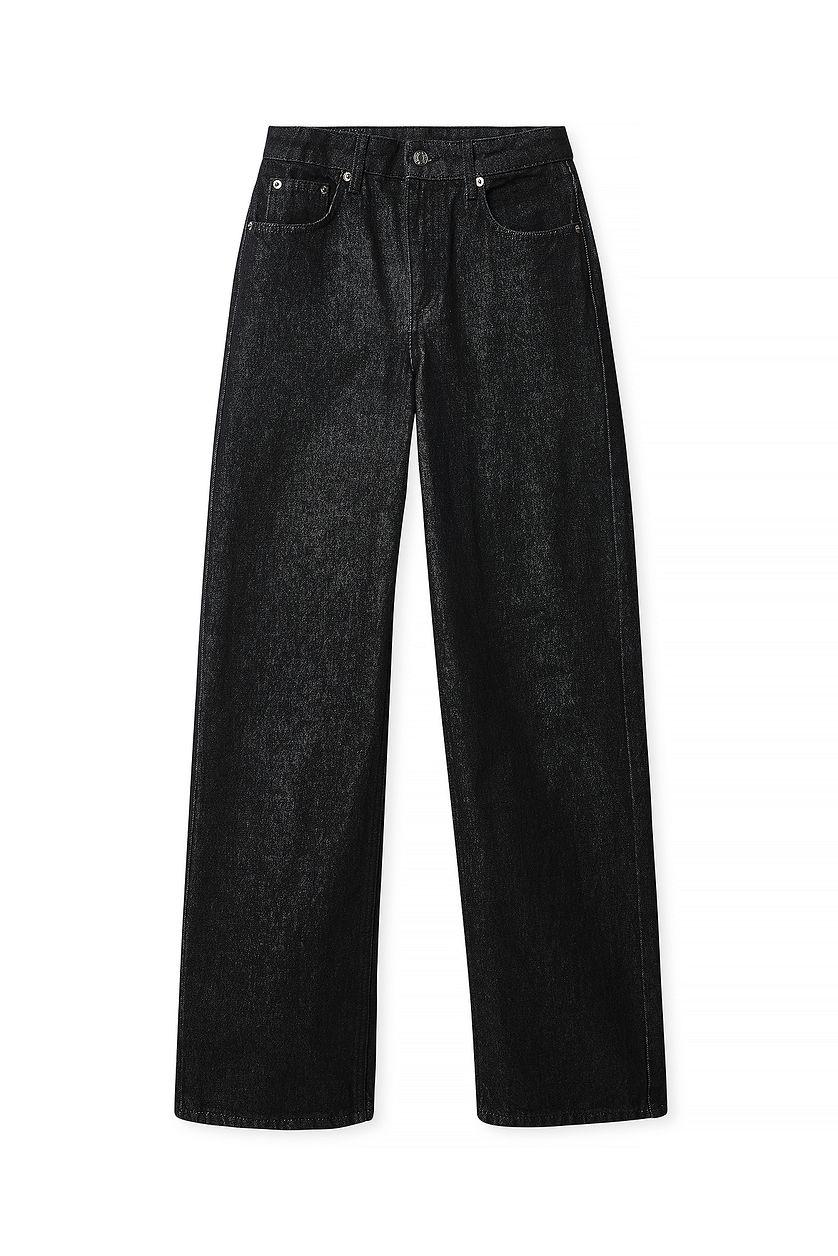 Straight Mid Waist Jeans Black Product Image