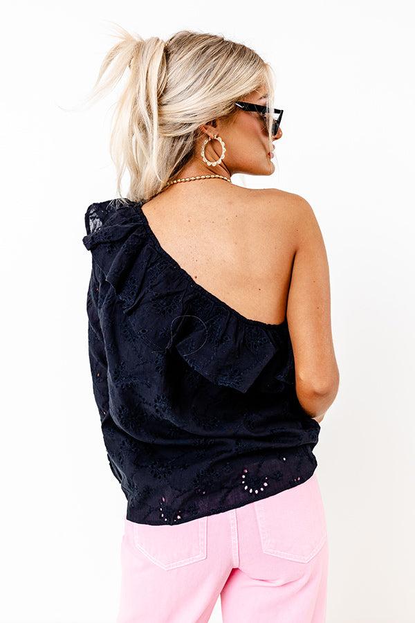Serving Up Sangria Eyelet Top In Black Product Image