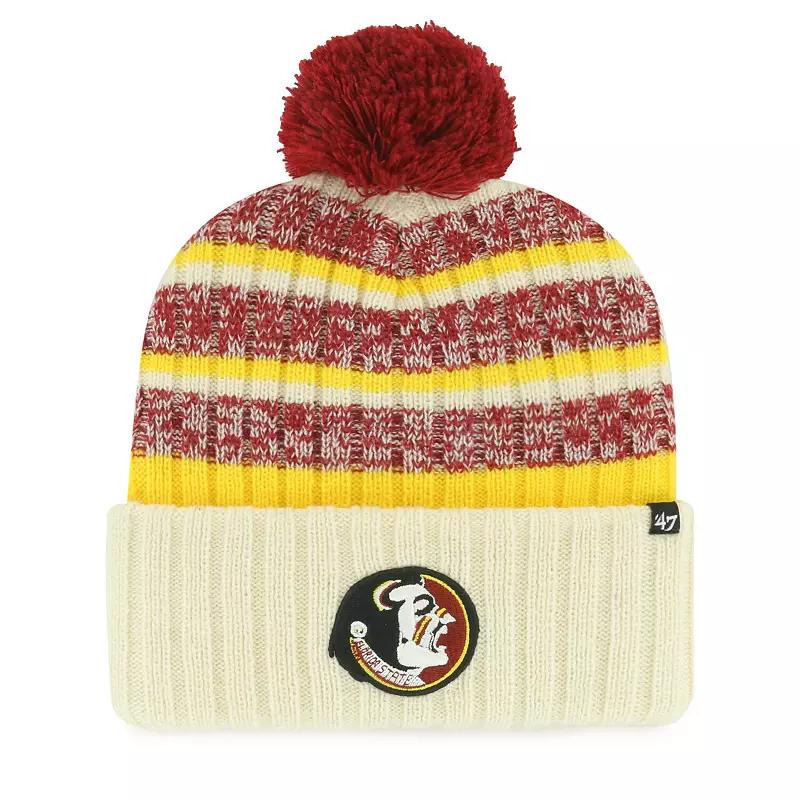 Men's '47 Cream Florida State Seminoles Vintage Tavern Cuffed Knit Hat with Pom, Beige Product Image