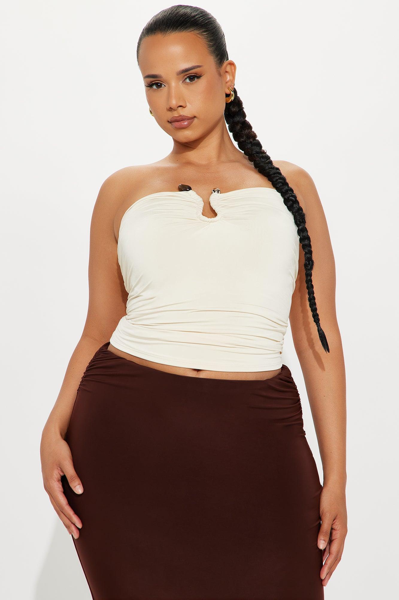Sunset Hue Ruched Tube Top - Cream Female Product Image