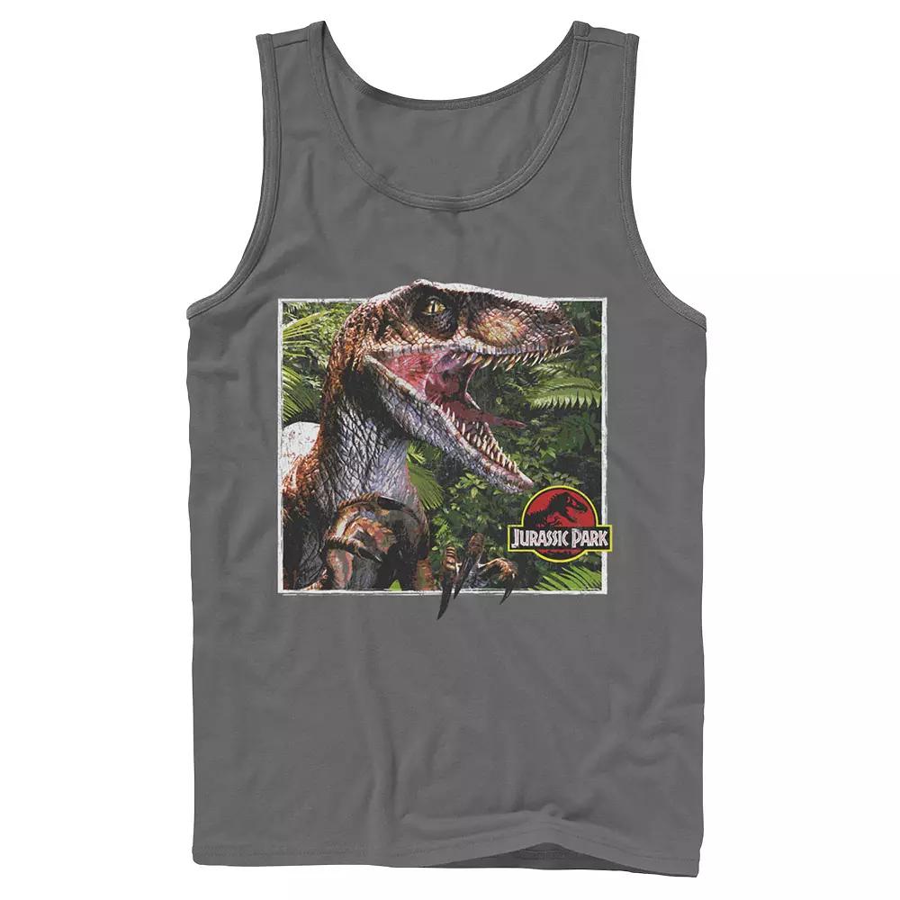 Men's Jurassic Park Raptor Coming Out Of Forest Tank Top,  Product Image