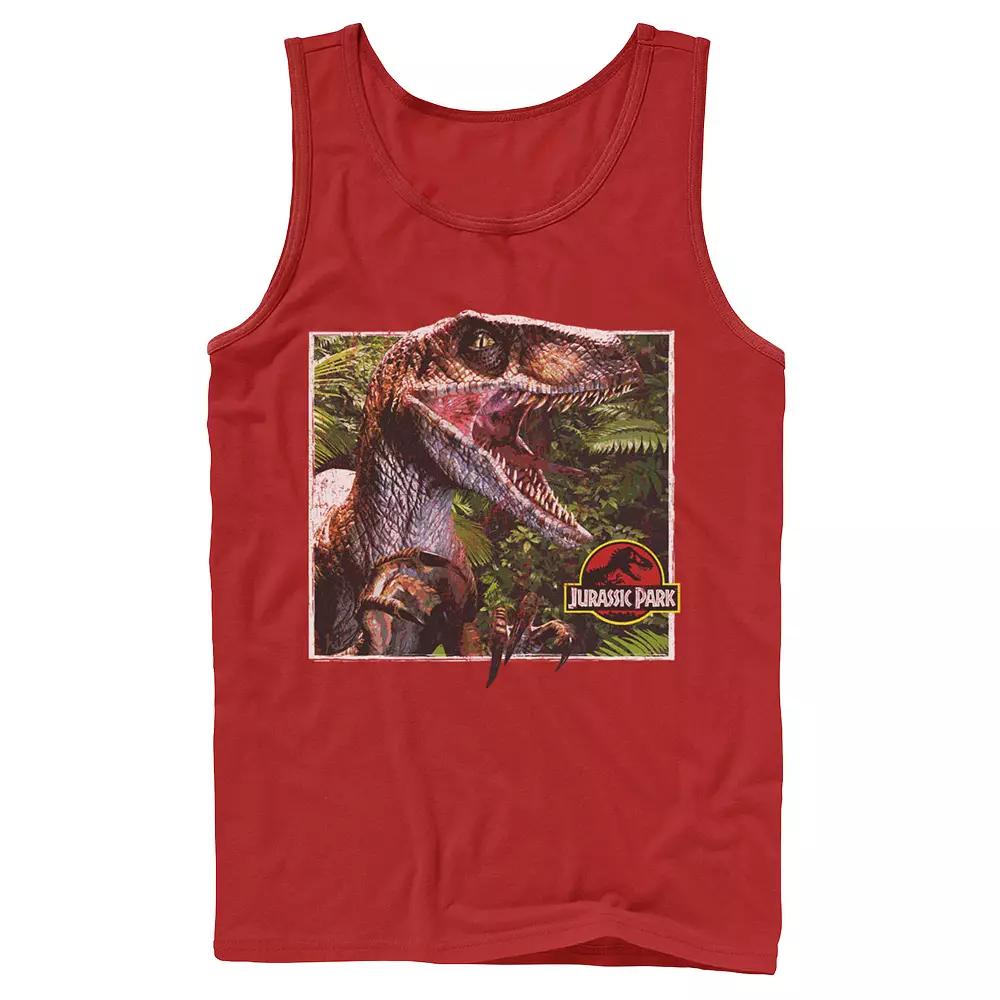Men's Jurassic Park Raptor Coming Out Of Forest Tank Top,  Product Image