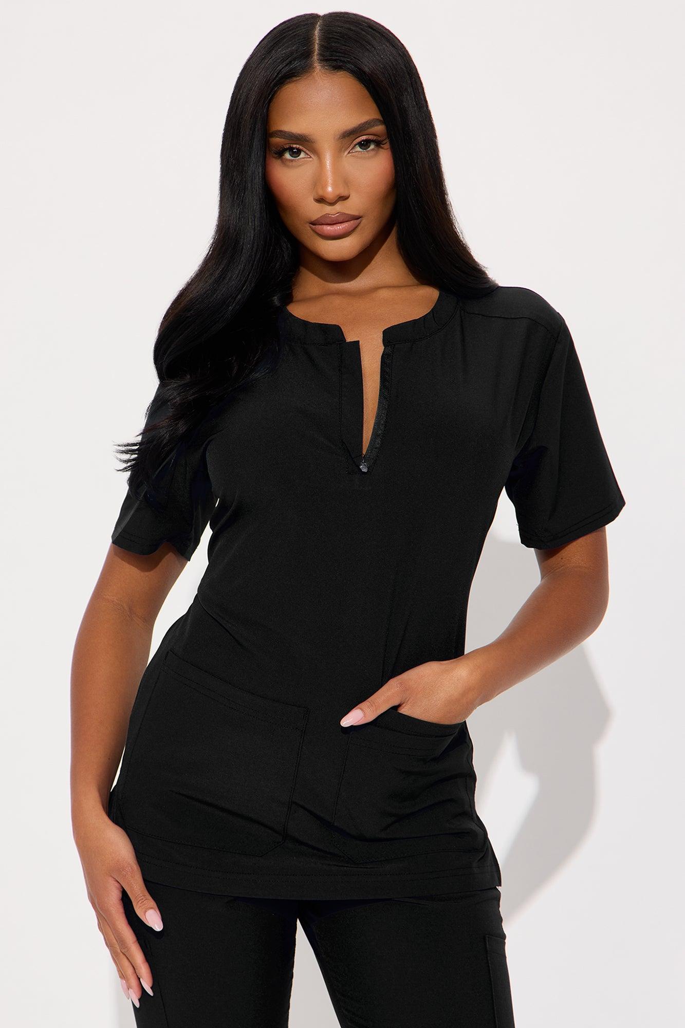 Daily Clock In 4 Way Stretch Uniform Scrub Jogger Set - Black Female Product Image