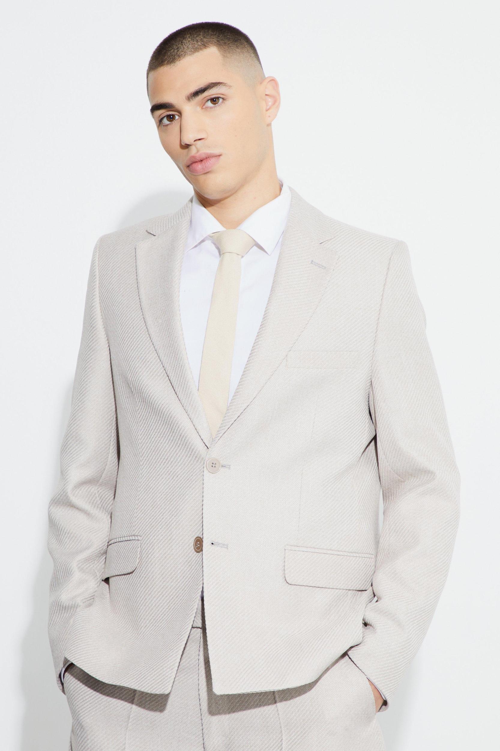 Relaxed Fit Boucle Texture Marl Blazer | boohooMAN USA Product Image