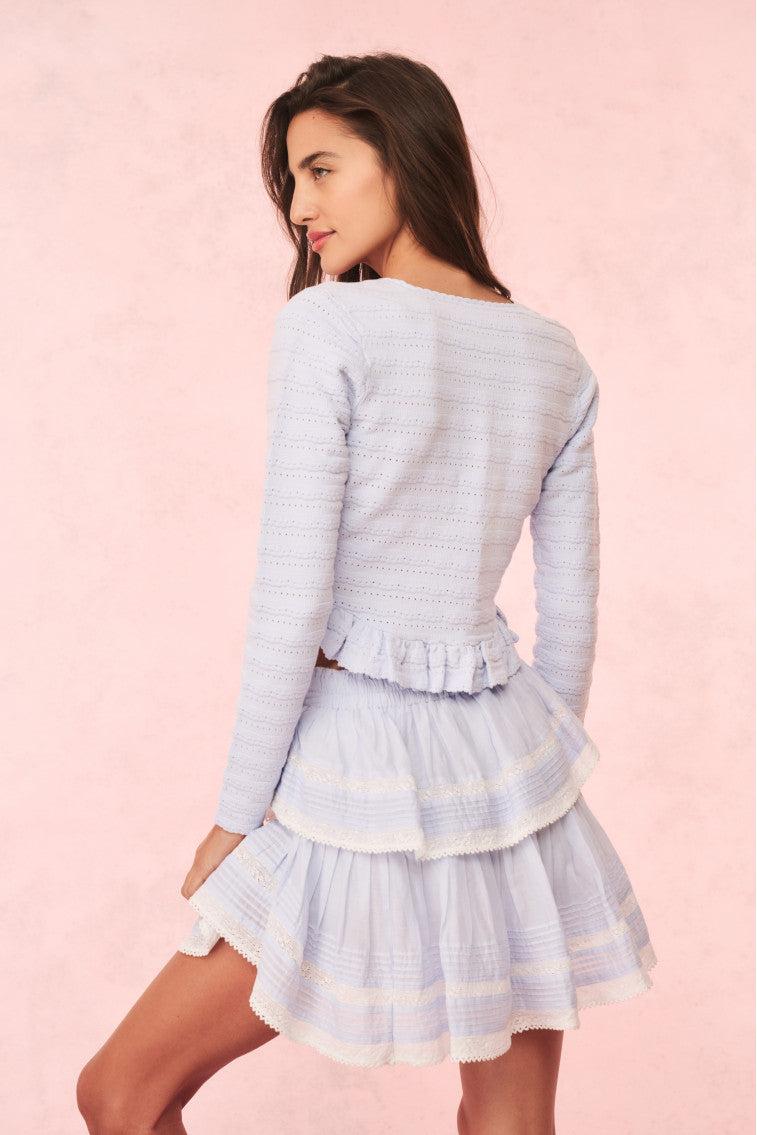 Rogan Pointelle Knit Cardigan - MORNING SKY Product Image