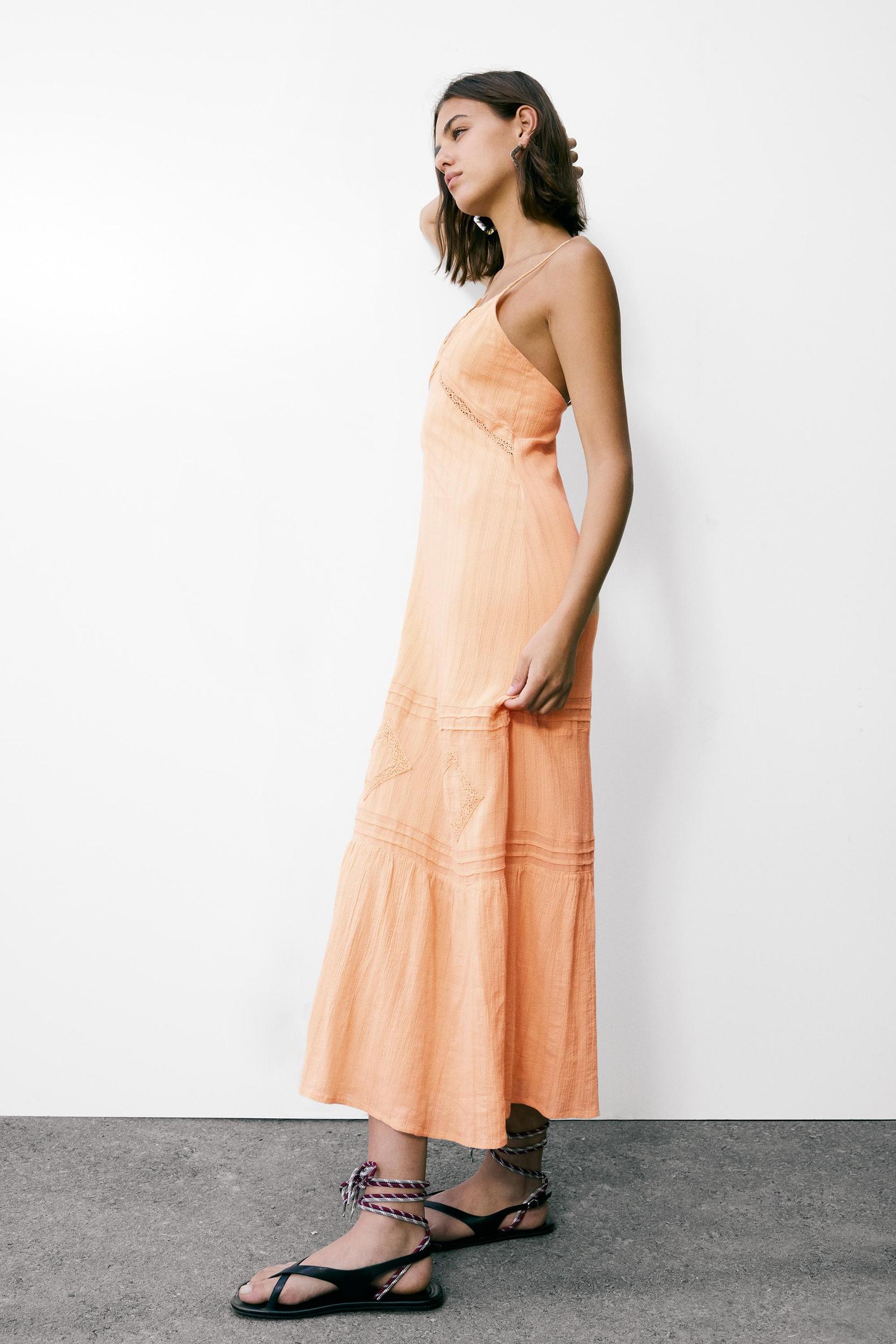 Long lace trim strappy dress Product Image