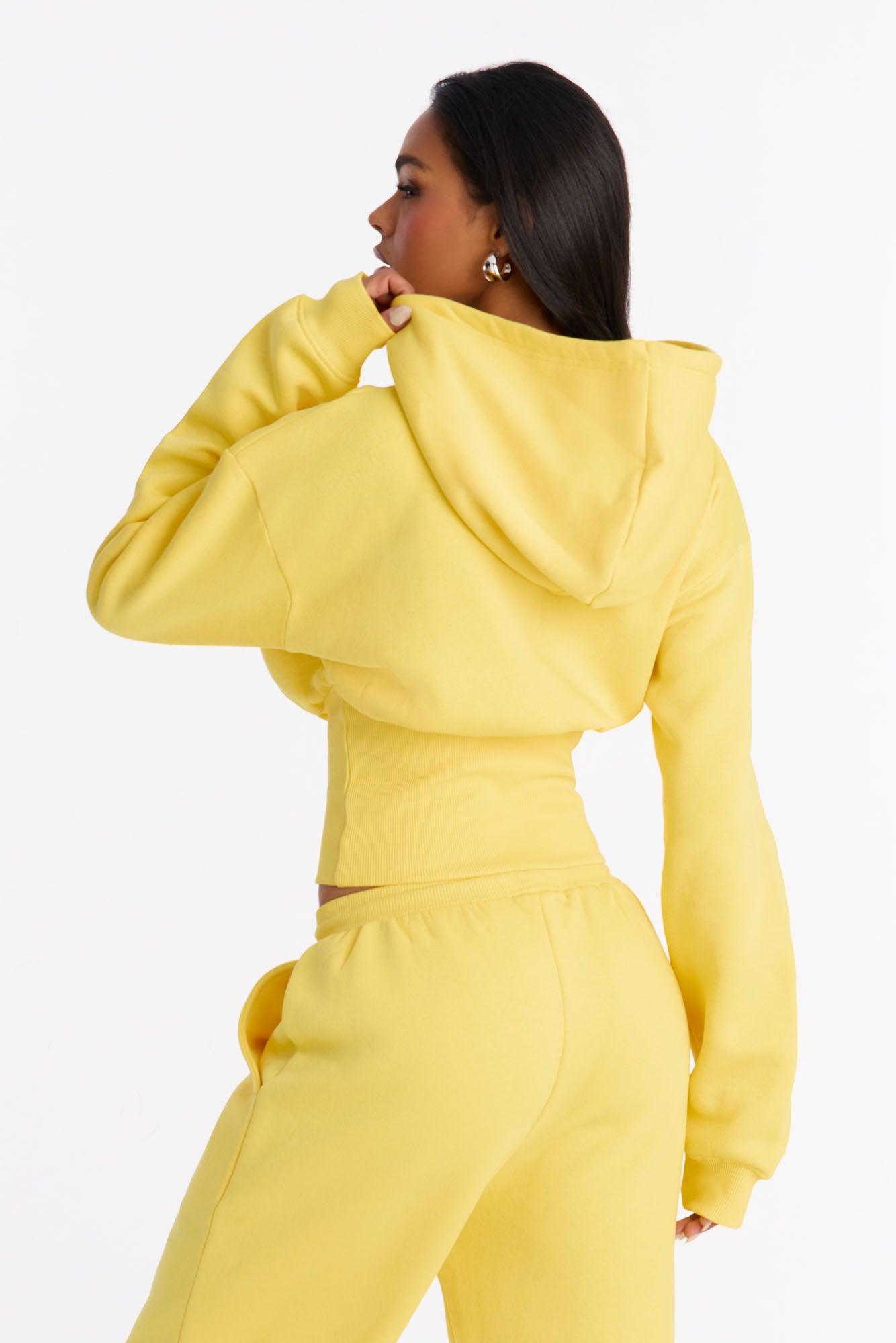 Stole My Ex Boyfriend's Cinched Waist Hoodie - Yellow Female Product Image