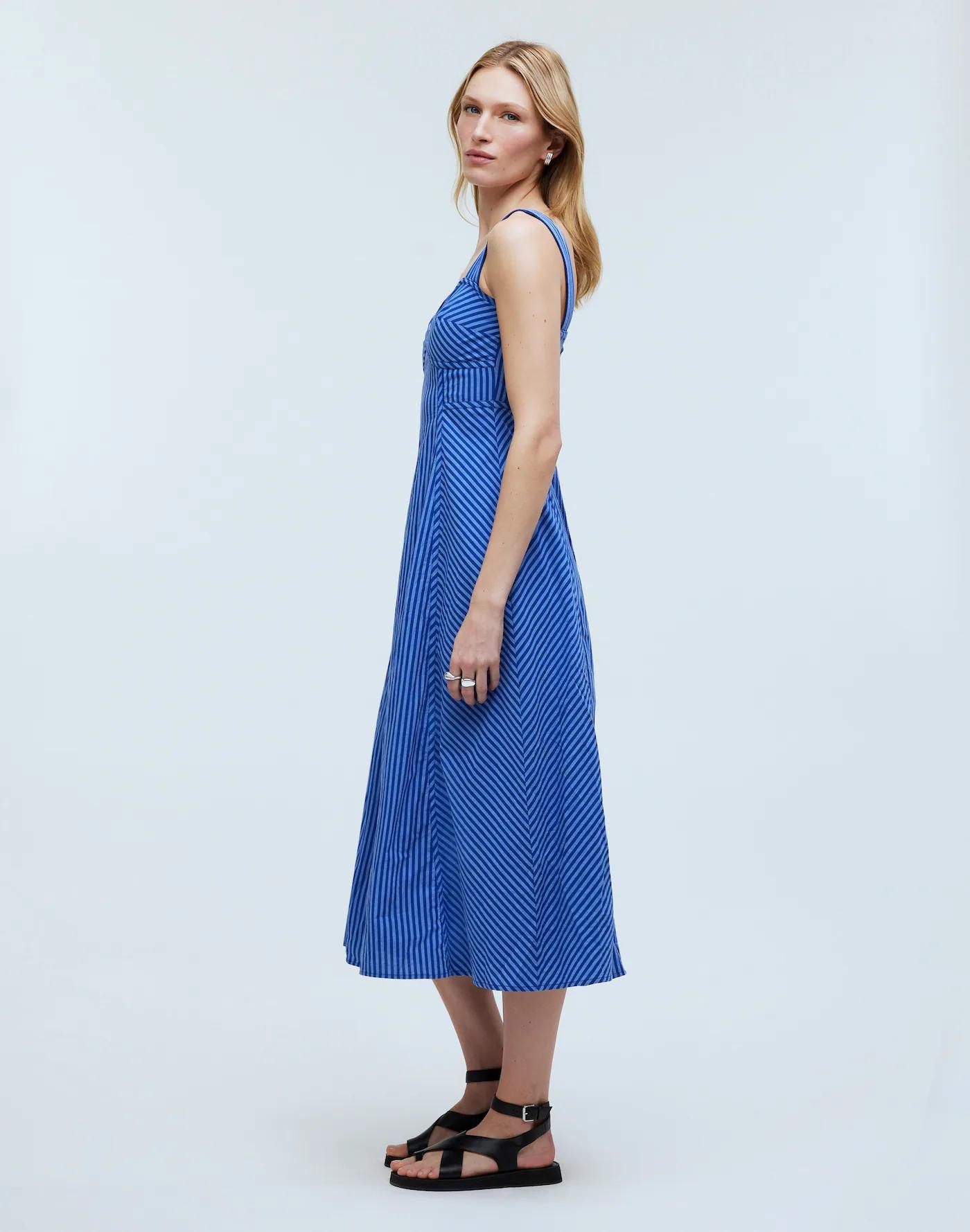 Sweetheart Sleeveless Midi Dress in Stripe Product Image