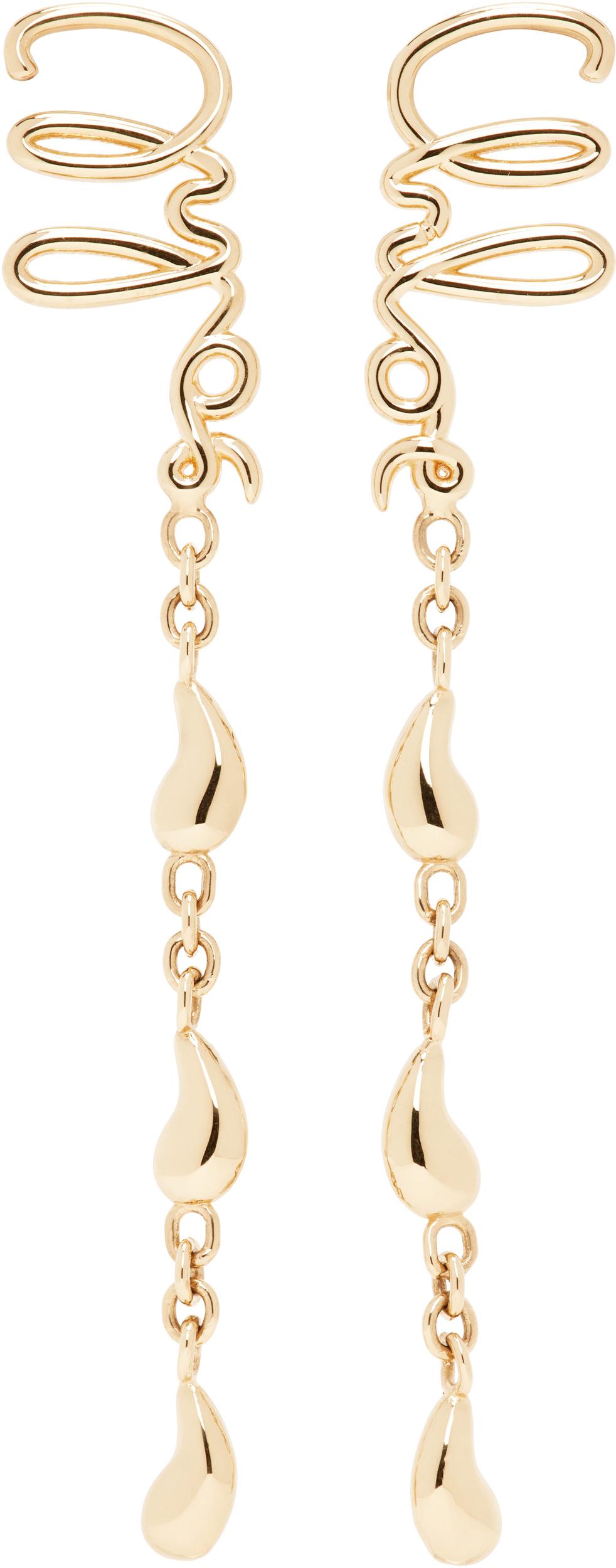 CHLOÉ Iconic Signature Dangling Earrings In Gold Product Image