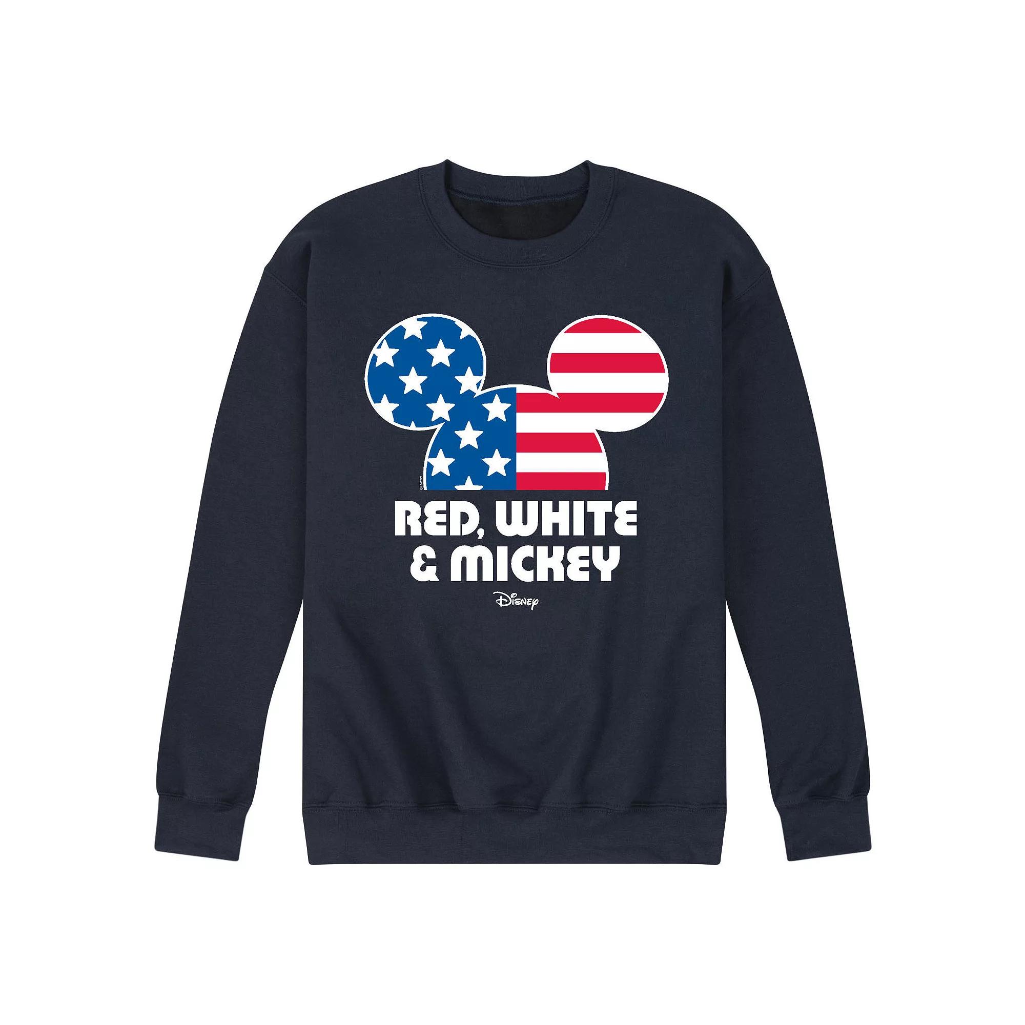 Disneys Mickey Mouse Mens Red White & Mickey Fleece Sweatshirt Product Image