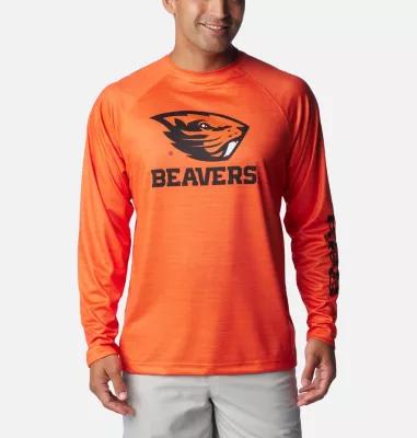 Men's Columbia Orange Oregon State Beavers PFG Terminal Tackle Omni-Shade Raglan Long Sleeve T-Shirt,  Product Image