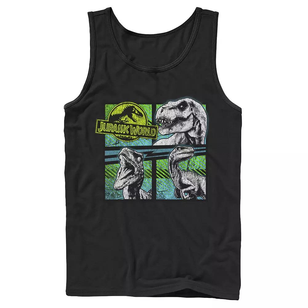 Men's Jurassic World Dinosaurs Group Of 3 Neon Graphic Tank Top,  Product Image