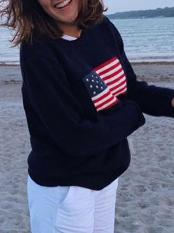 Flag Jacquard Pullover Sweater Product Image