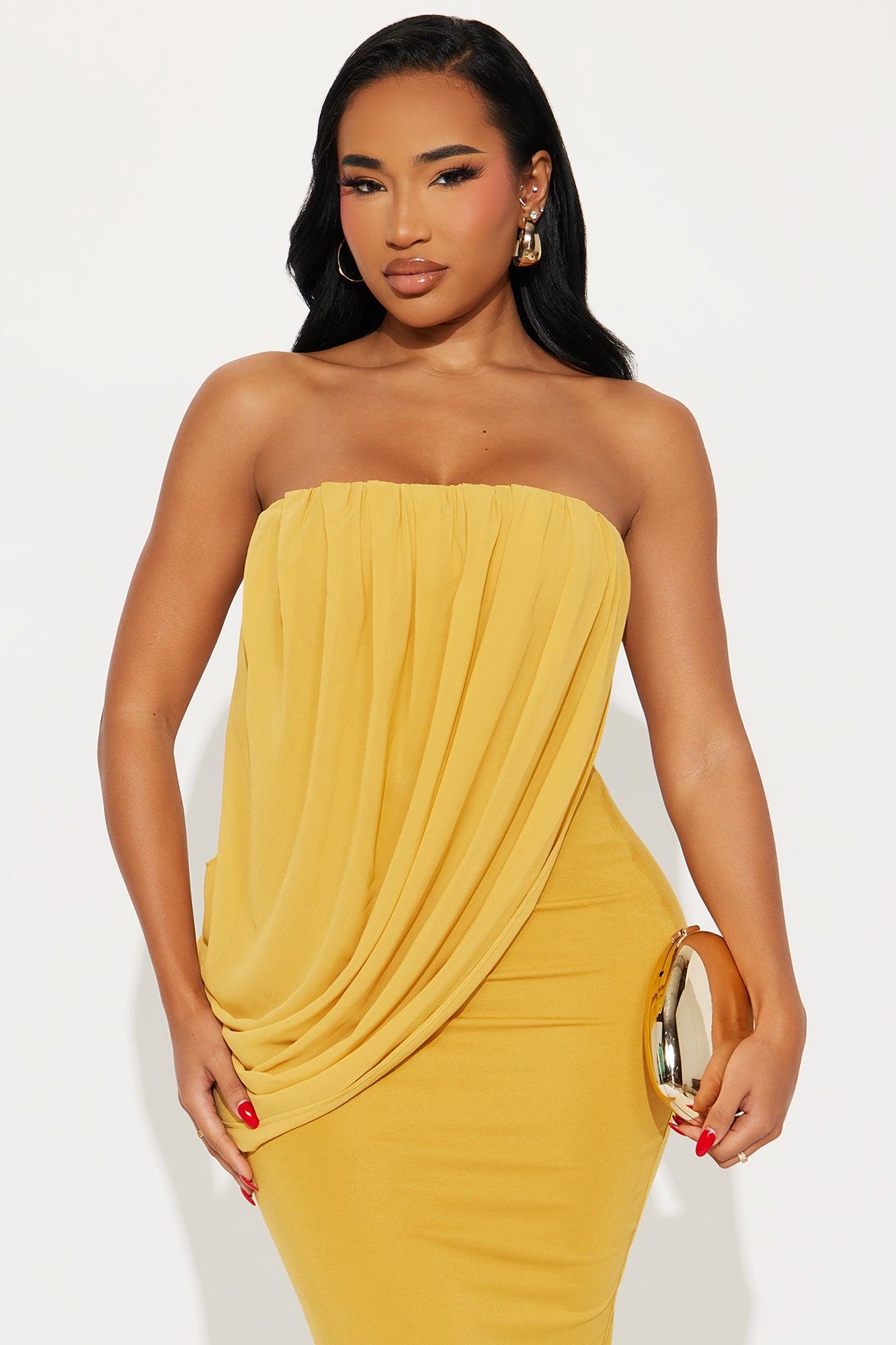 Morle Draped Maxi Gown - Mustard Female Product Image