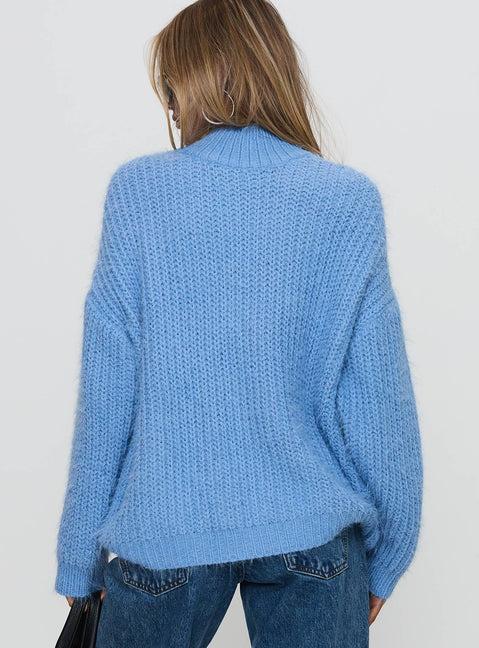 Gavelston Crew Neck Waffle Sweater Blue Product Image