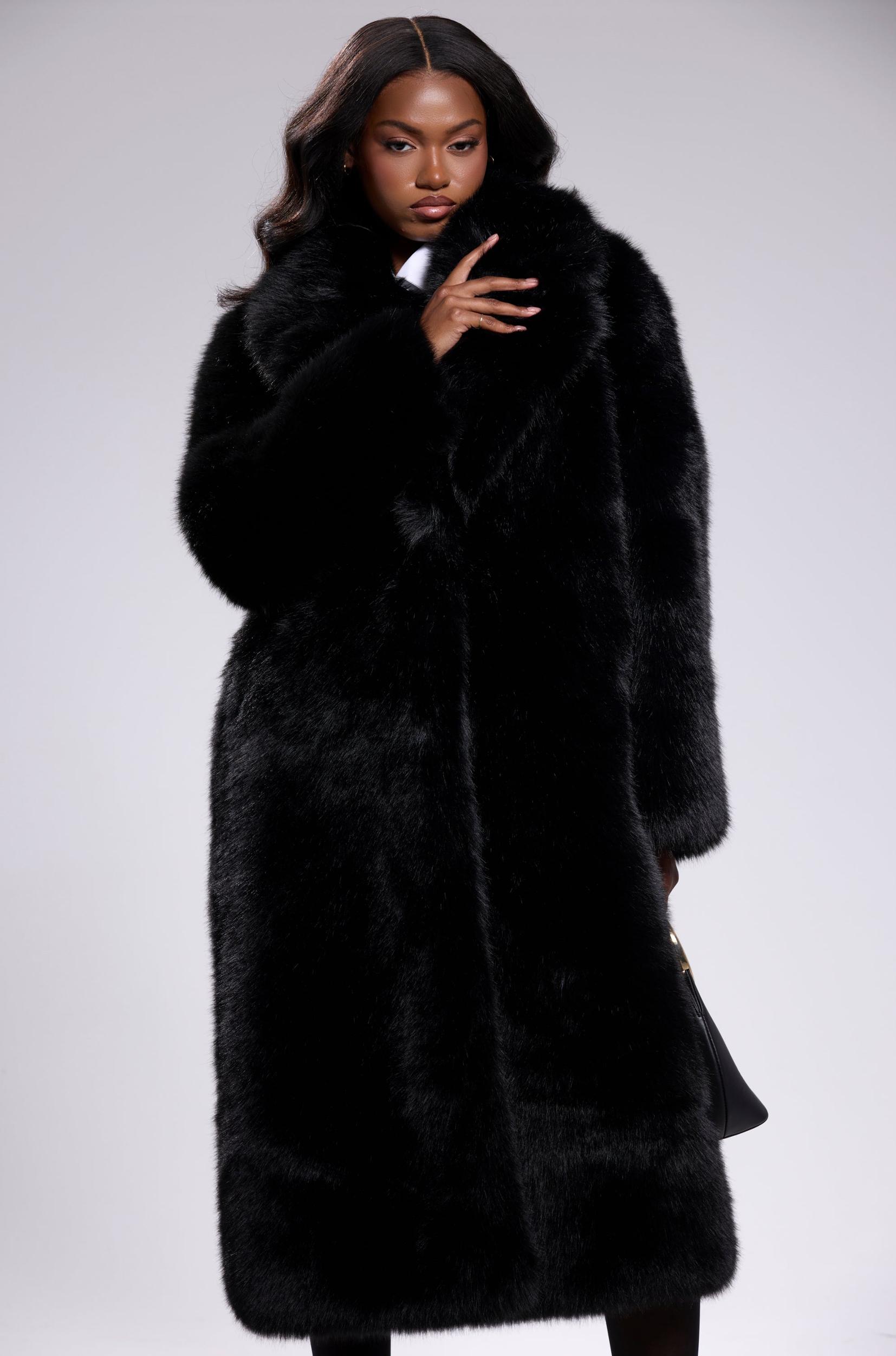 OSLO FAUX FUR COAT IN BLACK Product Image