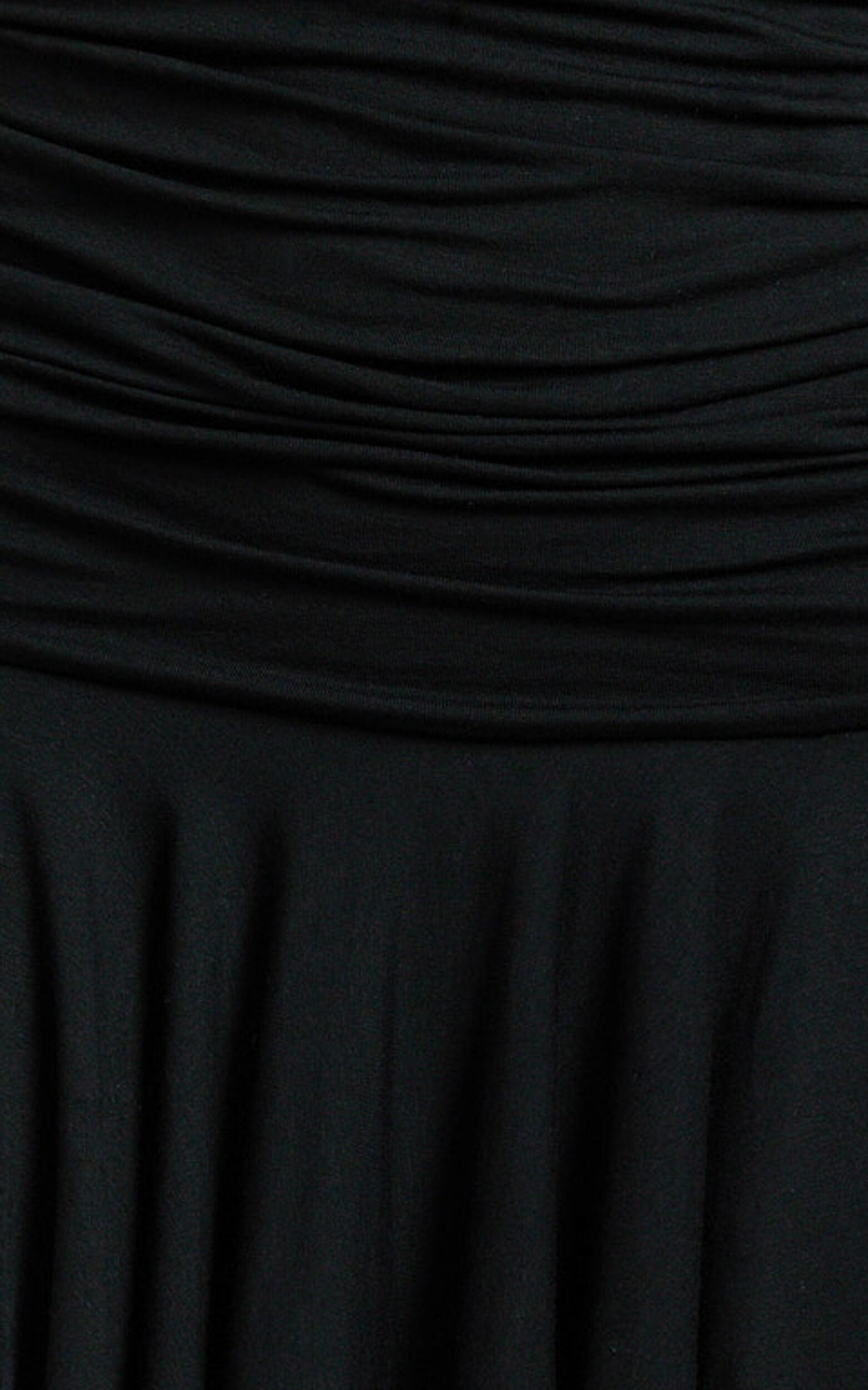 Fran Mini Dress - Ruched Side Strapless Fit And Flare Dress in Black Product Image