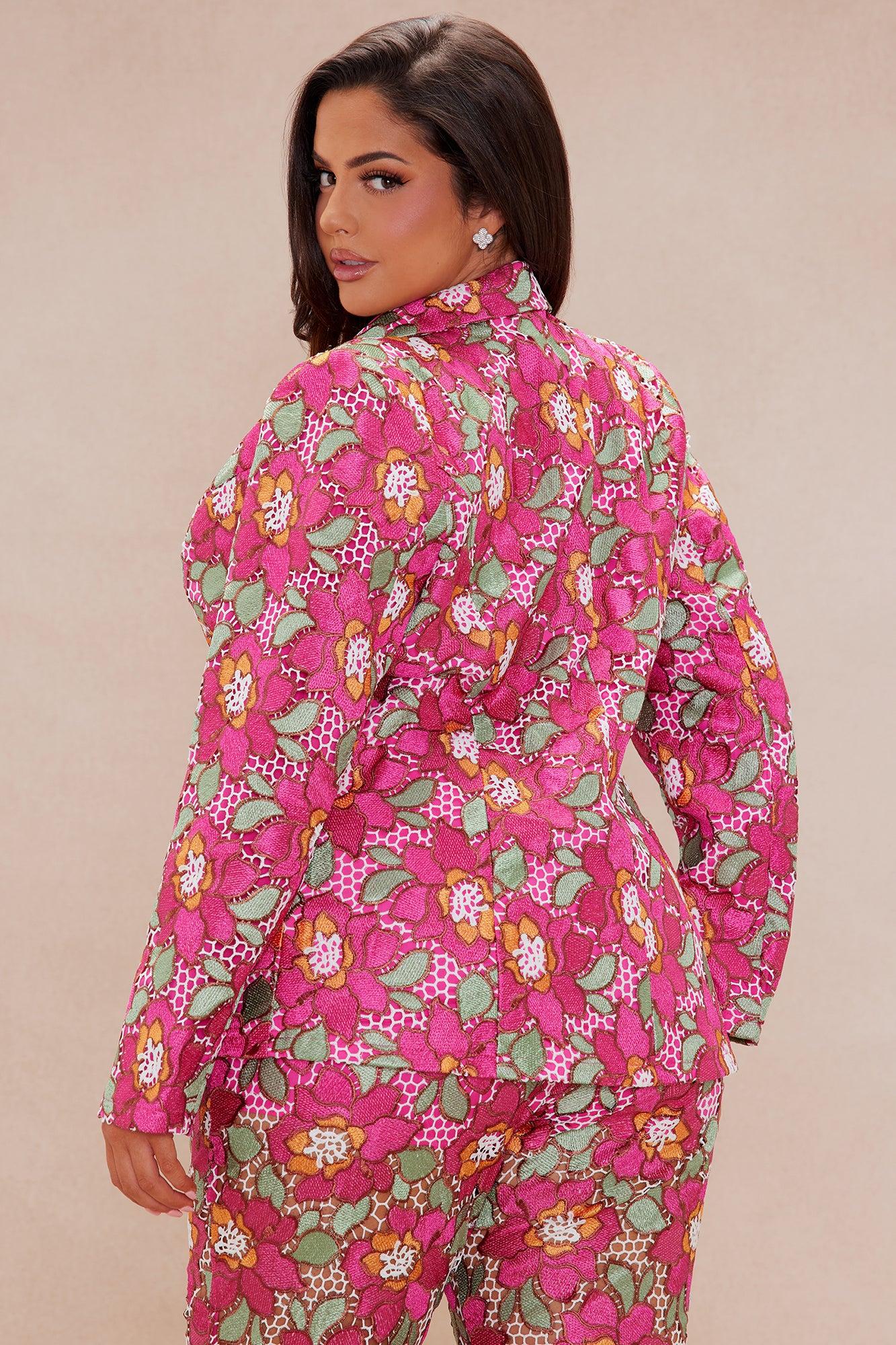 Maura Embroidered Blazer - Pink/combo Product Image