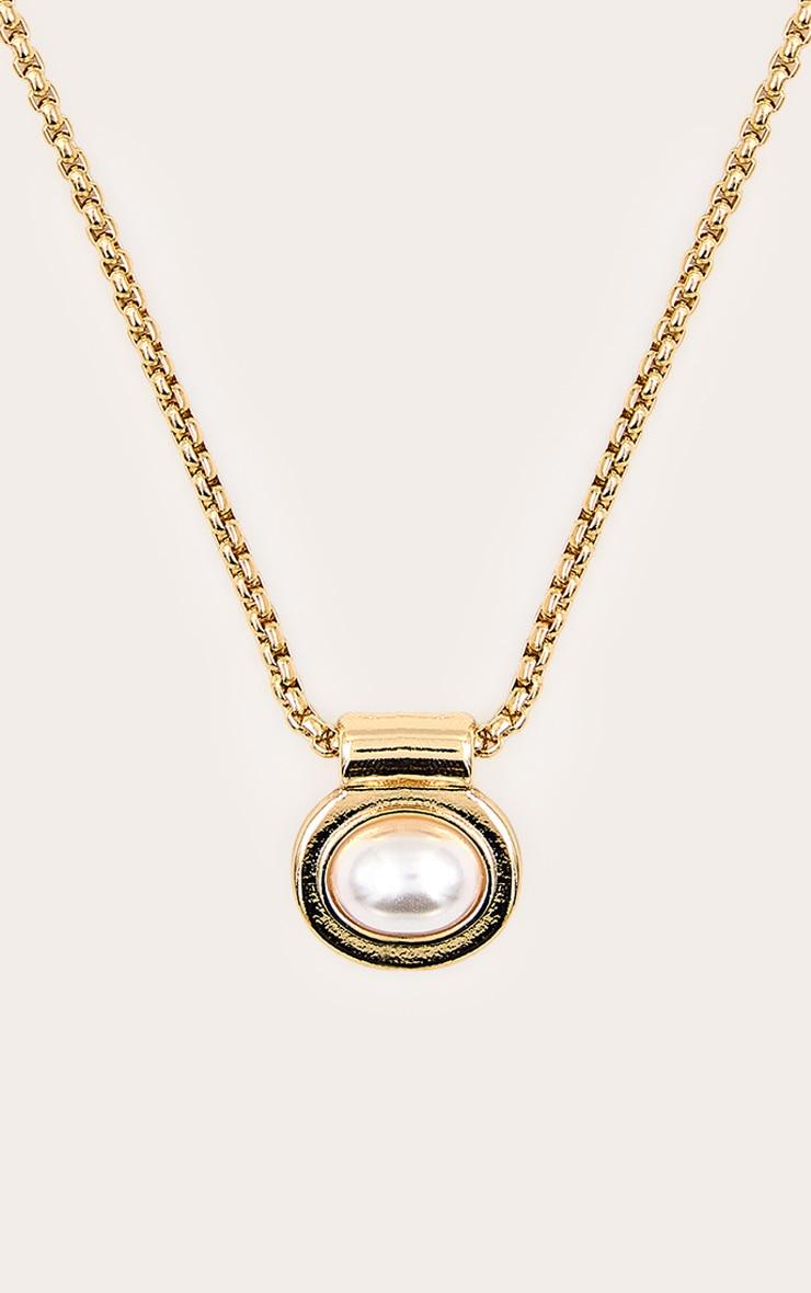 Gold Pearl Pendant Necklace Product Image