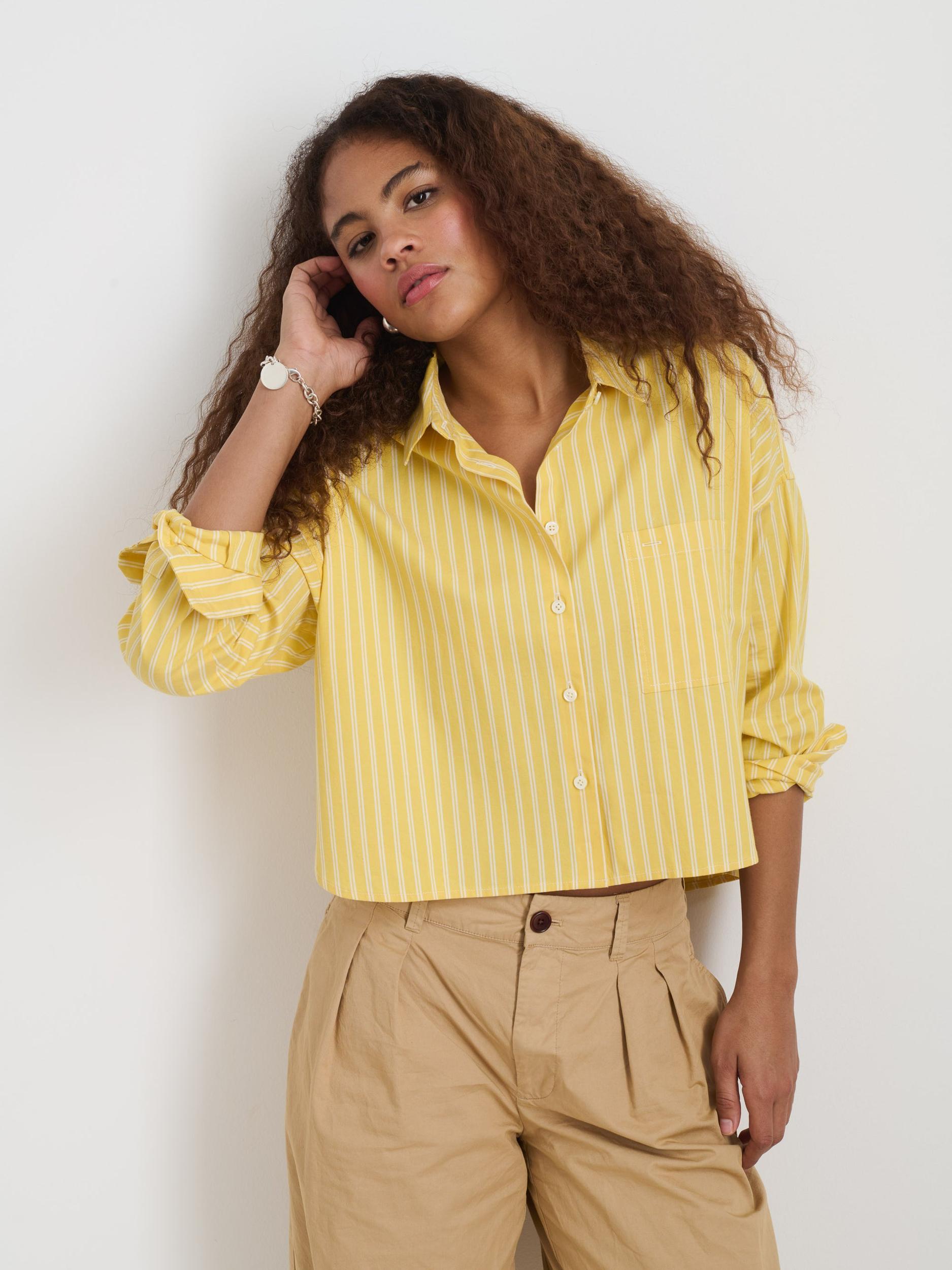 Cropped Jo Striped Shirt In Oxford Product Image
