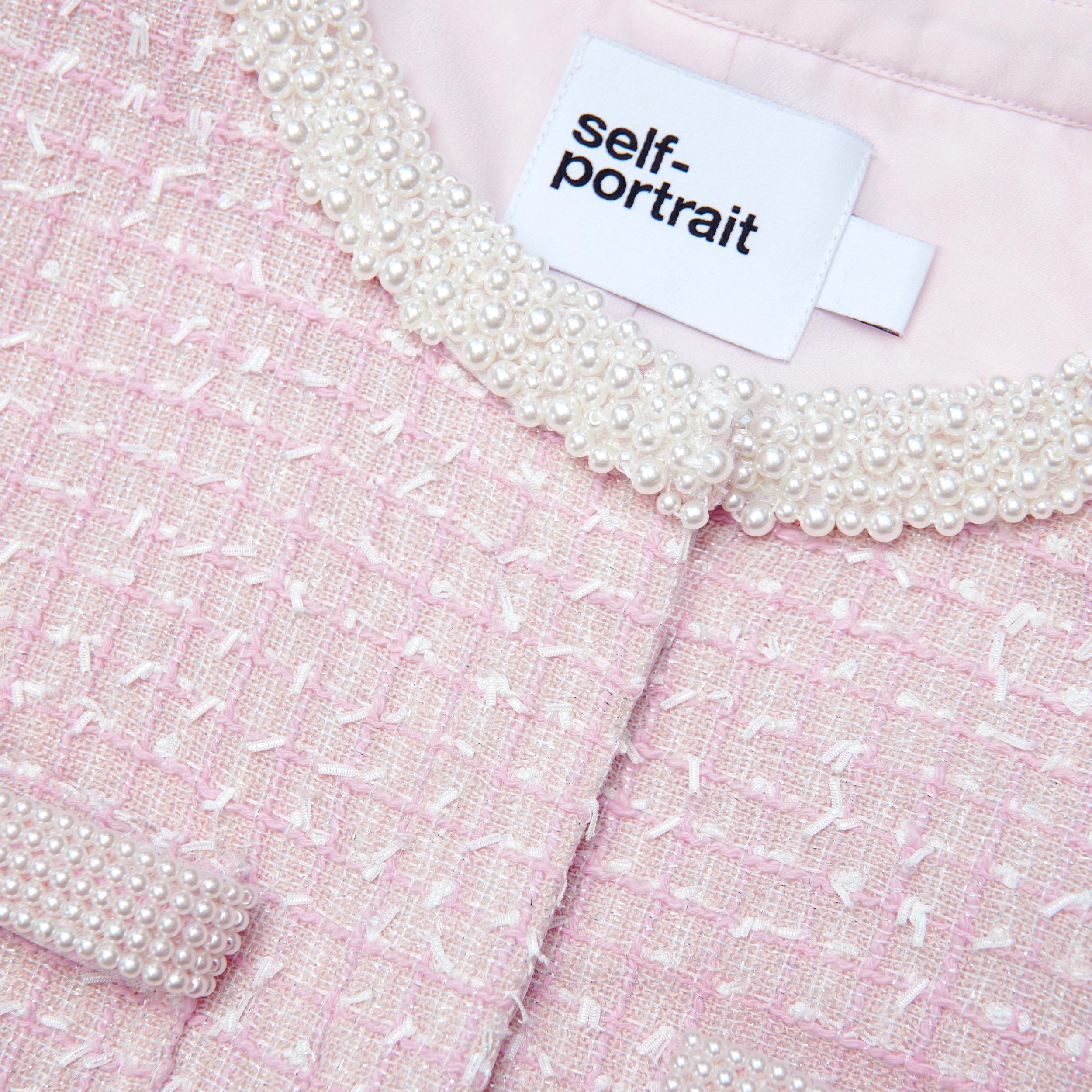 Pink Boucle Pearl Trim Jacket Product Image