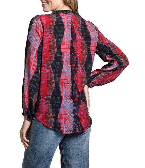 APNY Printed V-Neckline Long Sleeve Wrap Front Top Product Image