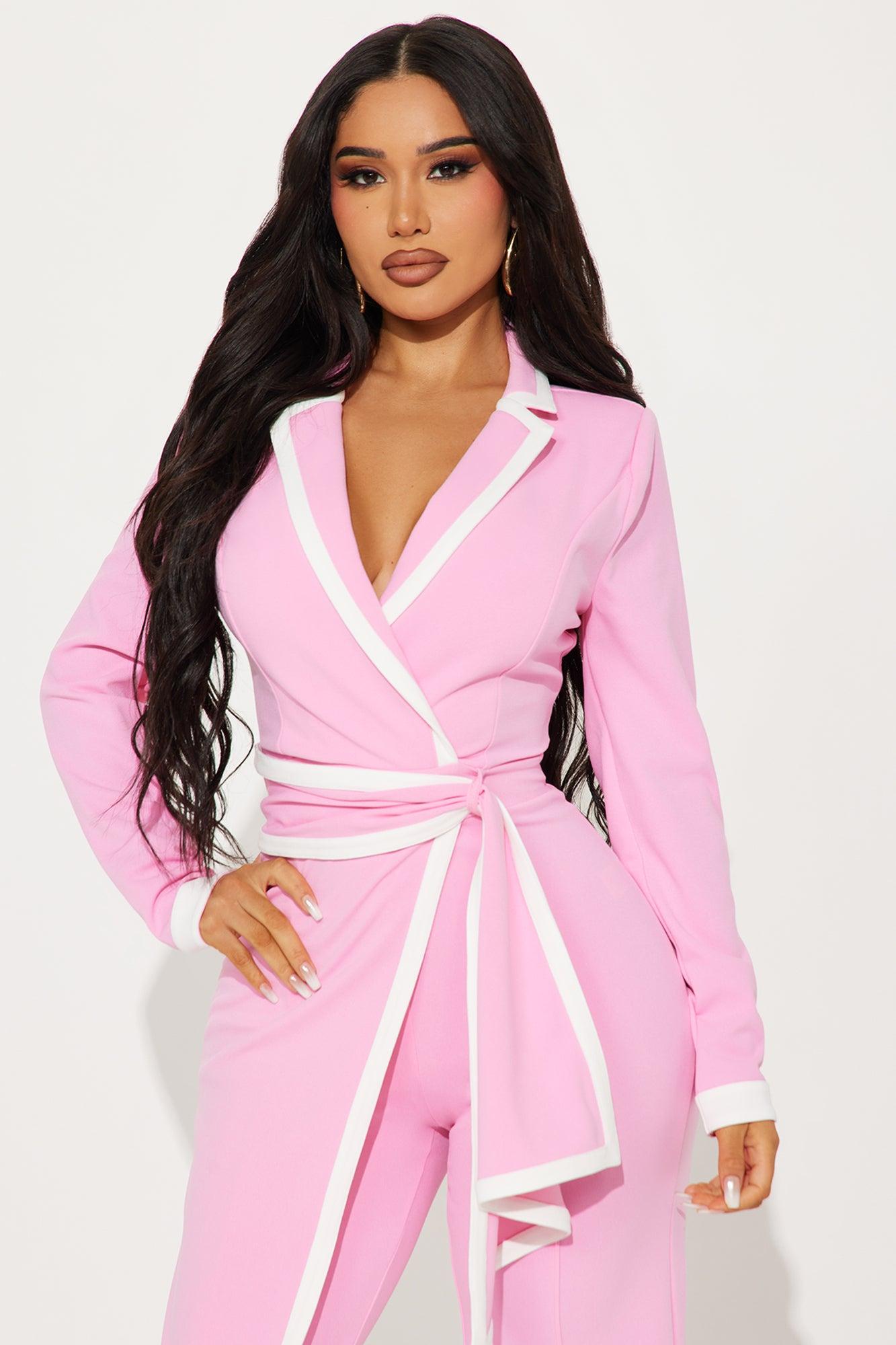True Boss Long Sleeve Jumpsuit - Pink Product Image