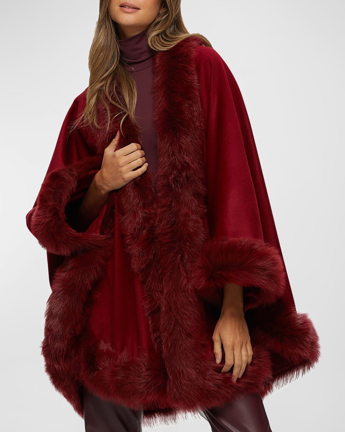 Cashmere Cape With Toscana Shearling Lamb Trim Product Image