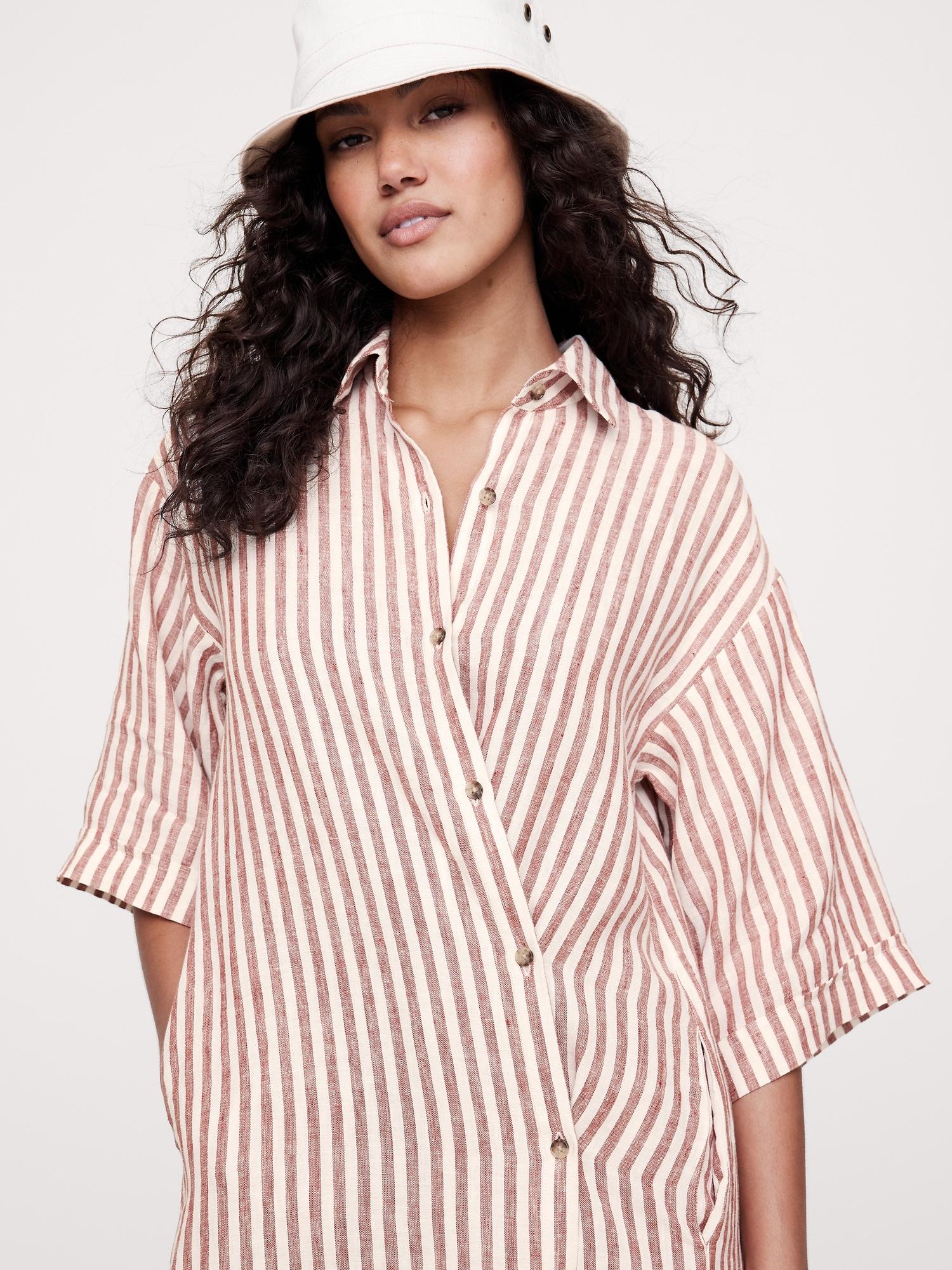 Linen Asymmetrical Shirt Dress Product Image