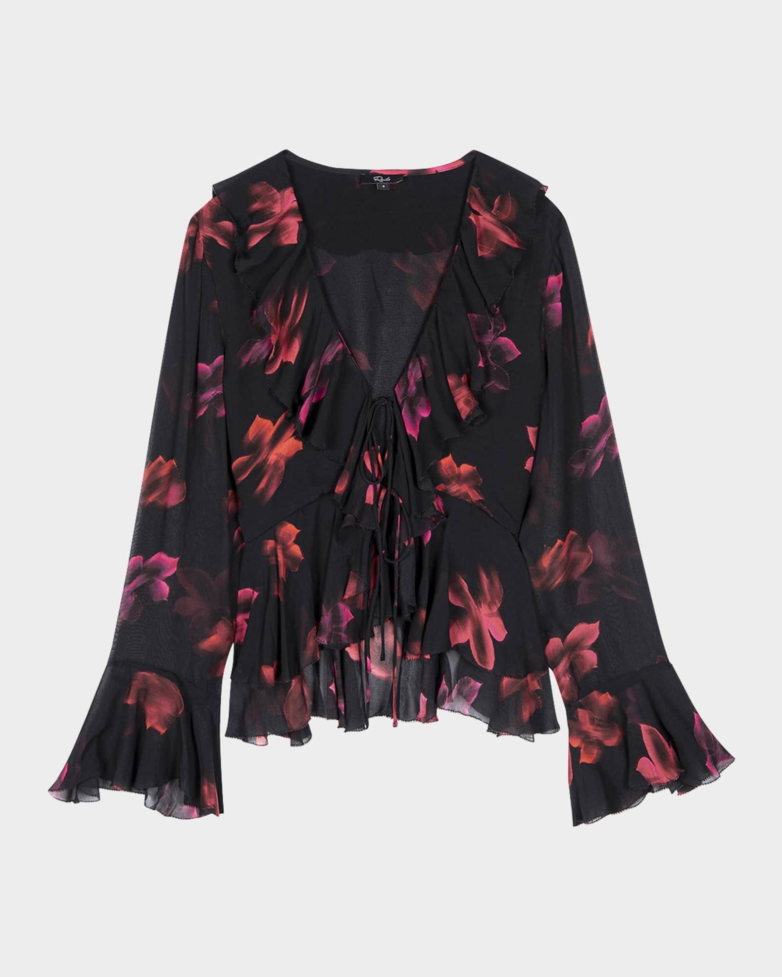 Nicoletta Floral Chiffon Long-Sleeve Top Product Image