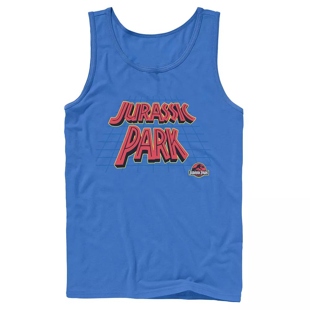 Men's Jurassic Park Tilted Retro Grid Logo Tank Top,  Product Image