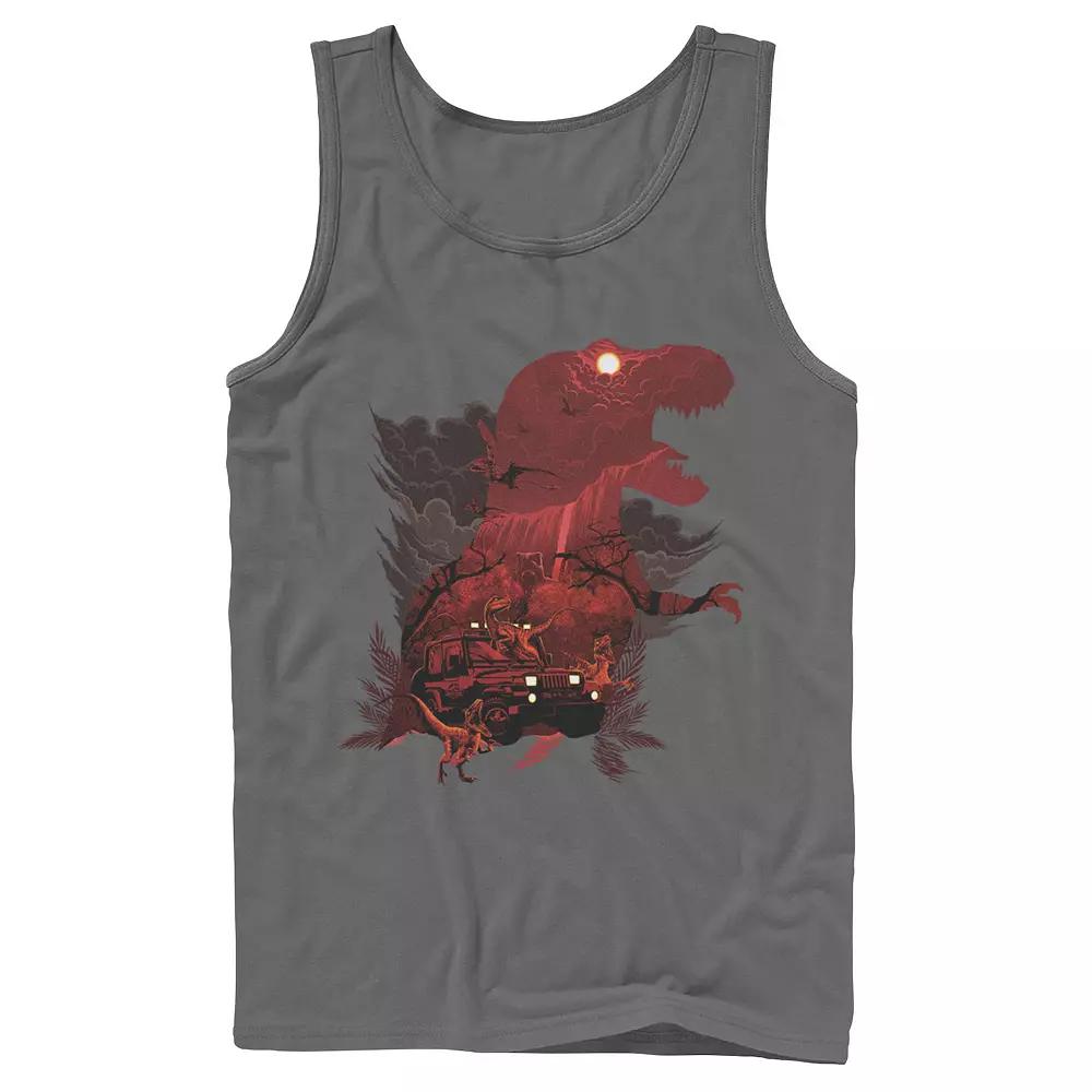 Mens Jurassic Park T-Rex Red Safari Collage Tank Top, Men's,  Product Image