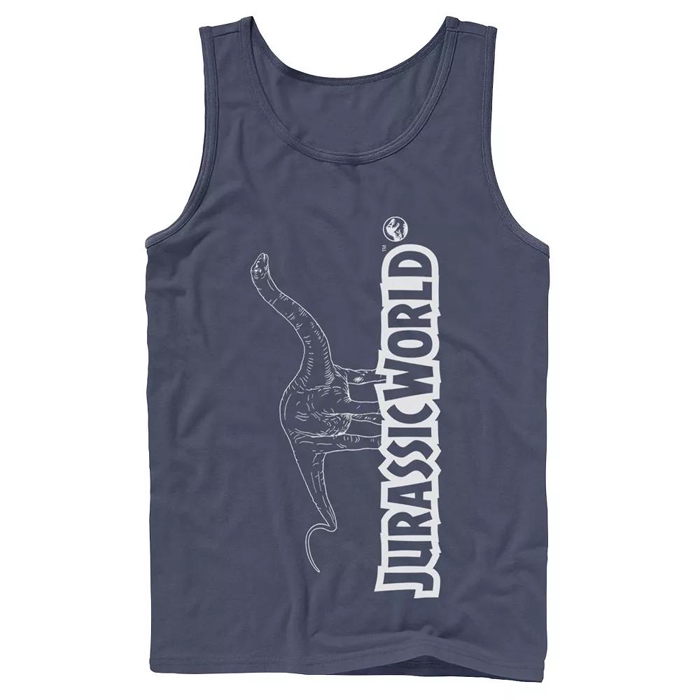 Men's Jurassic World Longneck Dinosaur Title Logo Outline Tank Top,  Product Image
